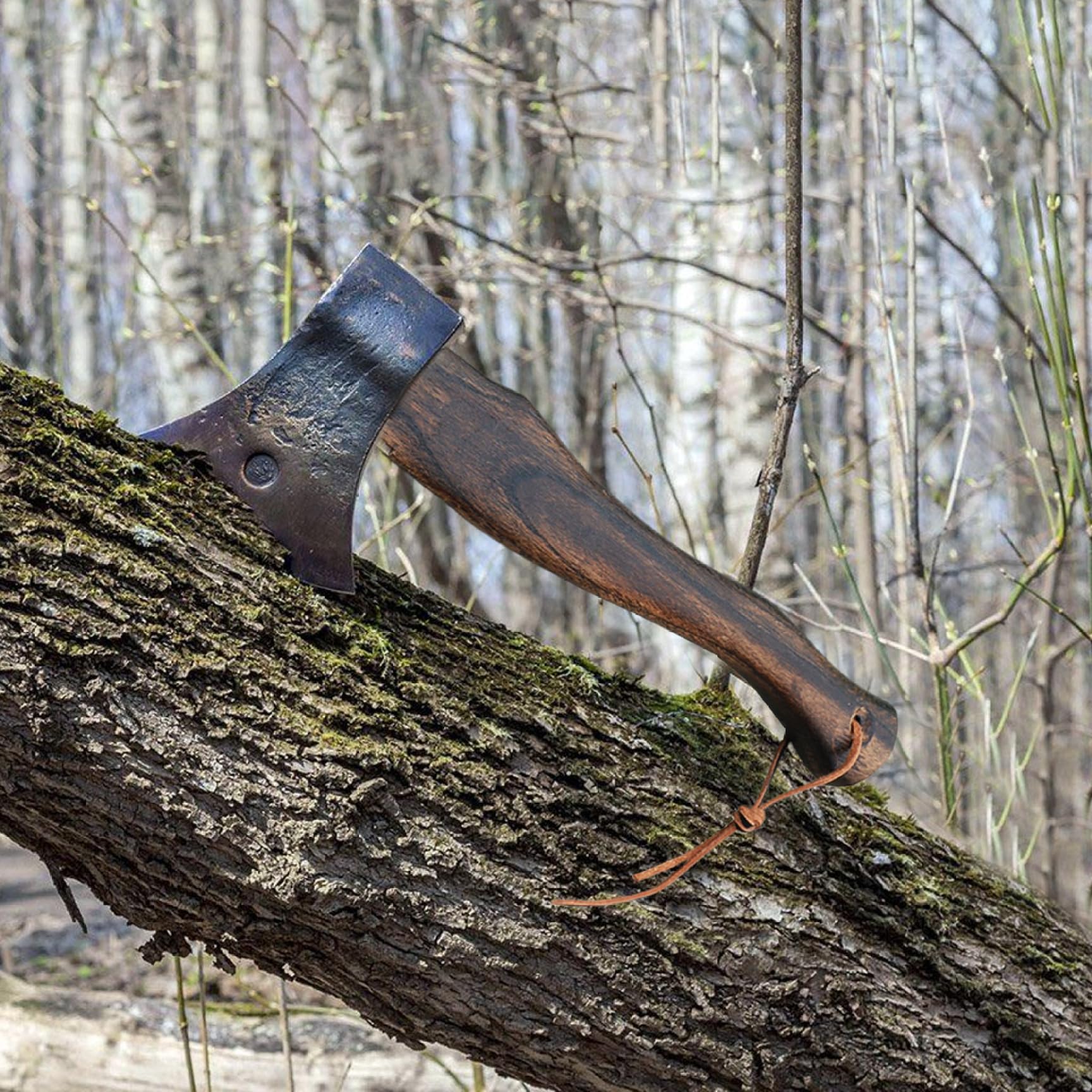 Poignée de Hache de Hache, Remplacement de poignée de Hache de Guerre en Bois de 13 Pouces avec Sangle Suspendue en Cuir, Remplacement de la poignée de Hache pour l'interface (4 * 1,3 cm)
