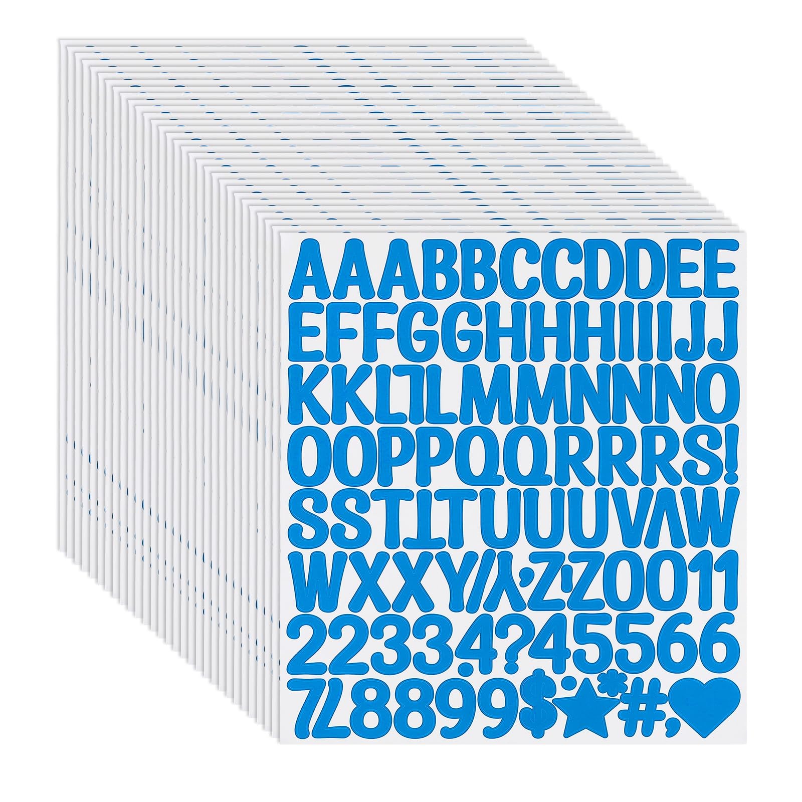 PATIKIL 1 Inch Letter Stickers, 30 Sheet Alphabet Number Stickers Self Adhesive Handwriting Vinyl Stick on Letters for Mailbox Number Scrapbooking Sign Bottles Craft, Light Blue