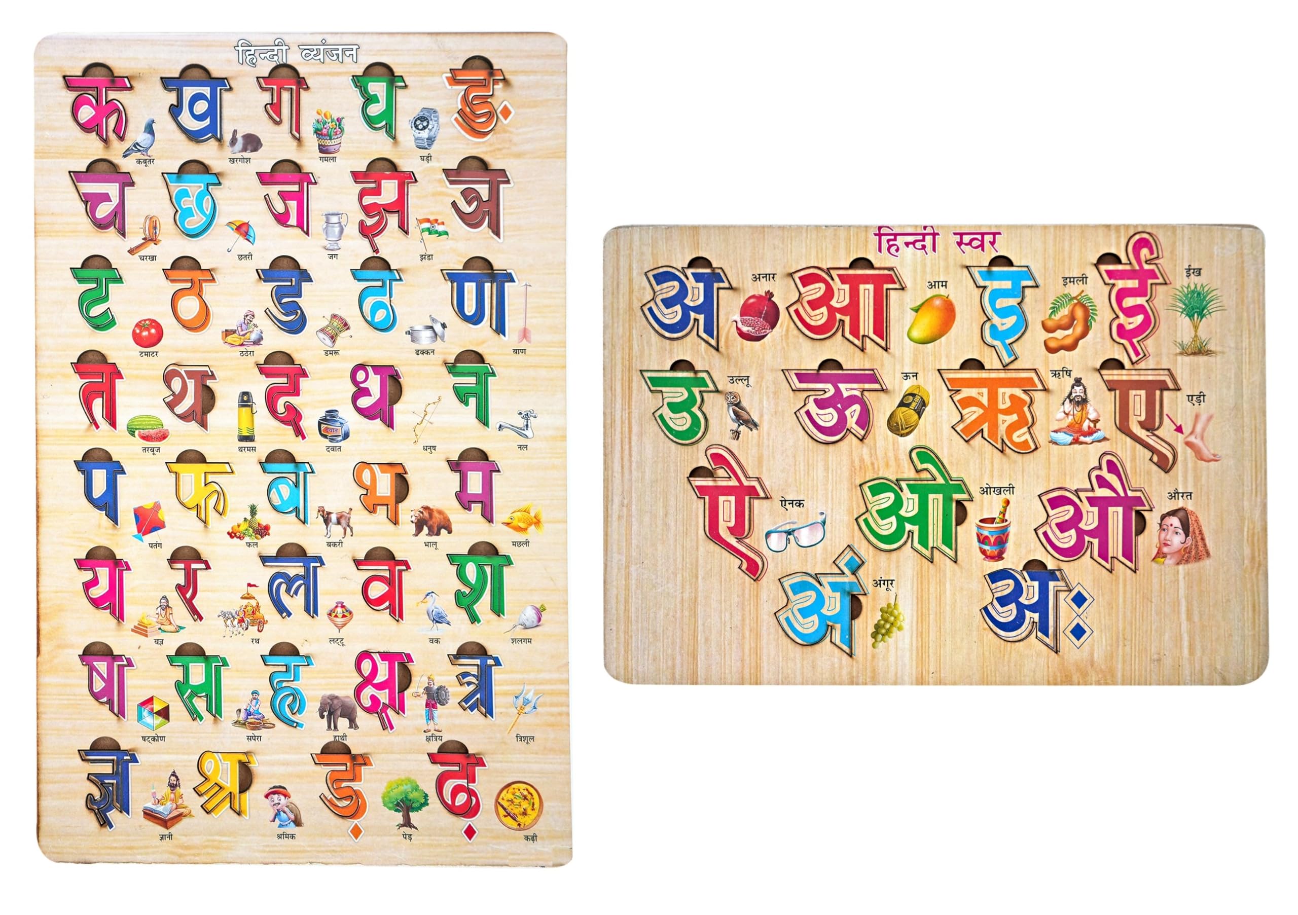 Wooden Learning Educational Puzzle Set for Kids | Puzzle Toys for Kids | Set of 2 | Hindi Varnmala Puzzle Both Swar & Vyanjan | Wooden Toys for Kids-image-36
