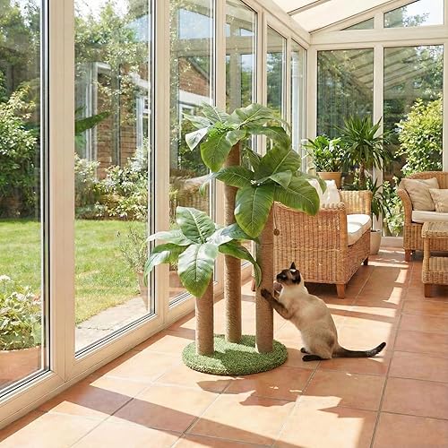 Miniatura 9 de Poste Rascador para Gatos de 31.5 Pulgadas, Árbol Rascador para Gatos con 3 Postes Rascadores y 2 Pelotas Colgantes Interactivas, Postes Rascadores