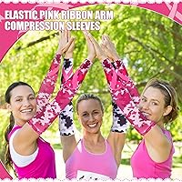 Vista 3 de Panitay 40 pares de mangas de concientización sobre el cáncer de mama, mangas de compresión para brazos, mangas de compresión para brazos, mangas