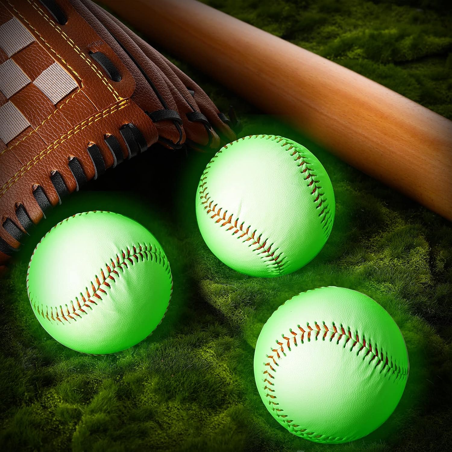 3 Pack Glow in The Dark Baseball Light up Baseball Official Size Ball | Glowing Baseball for Games, Lighted Baseball Gifts for Boys, Girls & Fans - Outdoor Activity Accessories