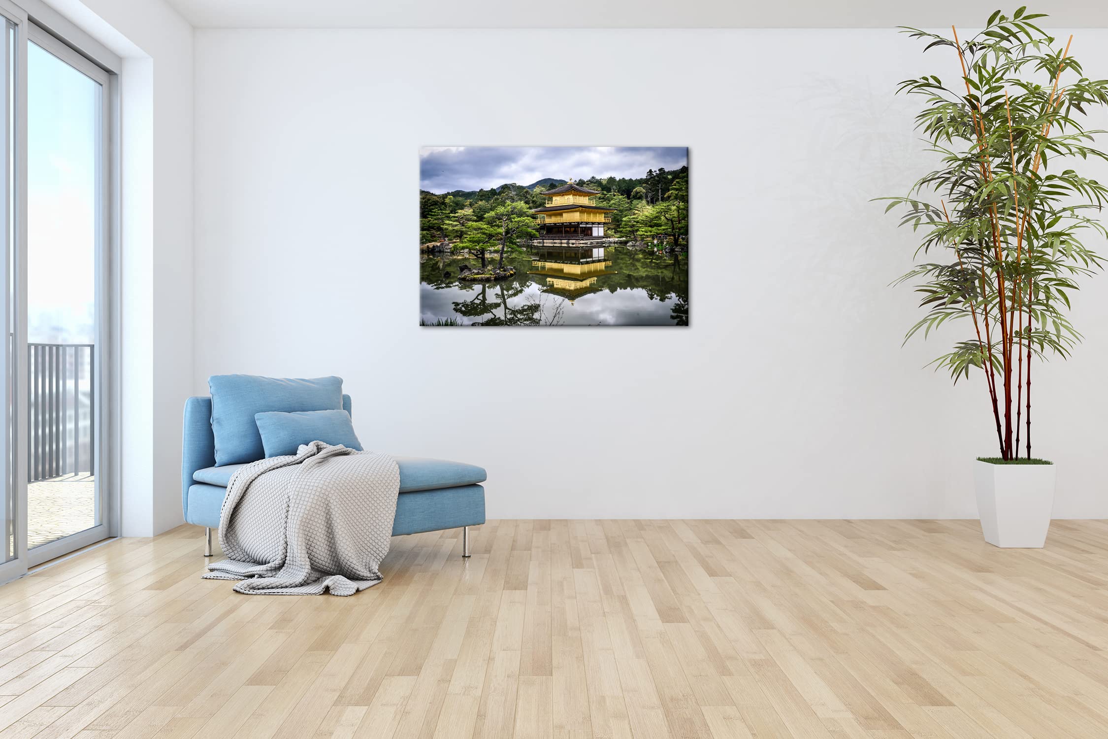 Temple et jardin japonais - Format : 60 x 40 cm - Impression numérique de qualité supérieure - Pas de poster ni d'affiche