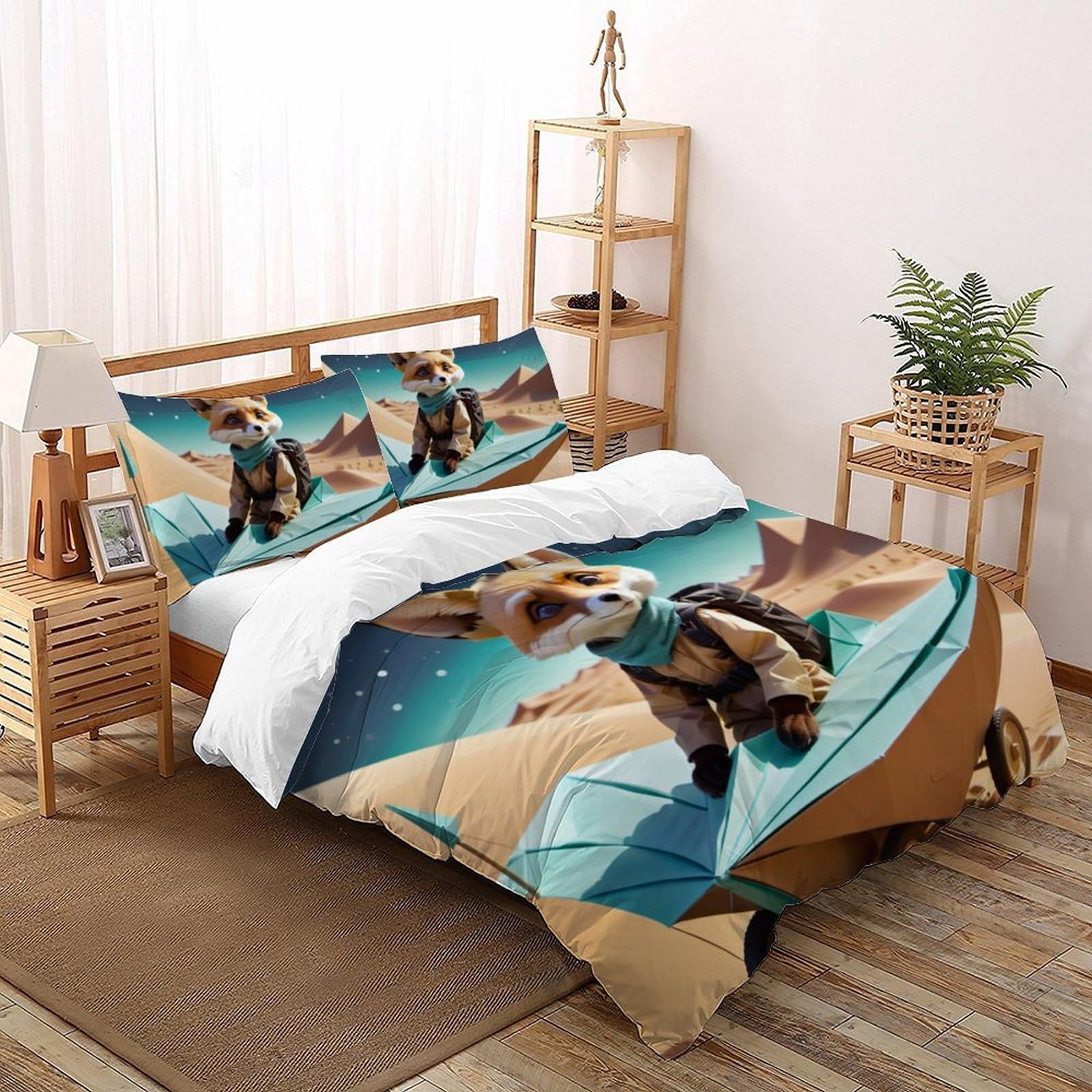 Housse de couette 3D garçon 260x220 cm avec 2 taies d'oreiller super king pour lit enfant