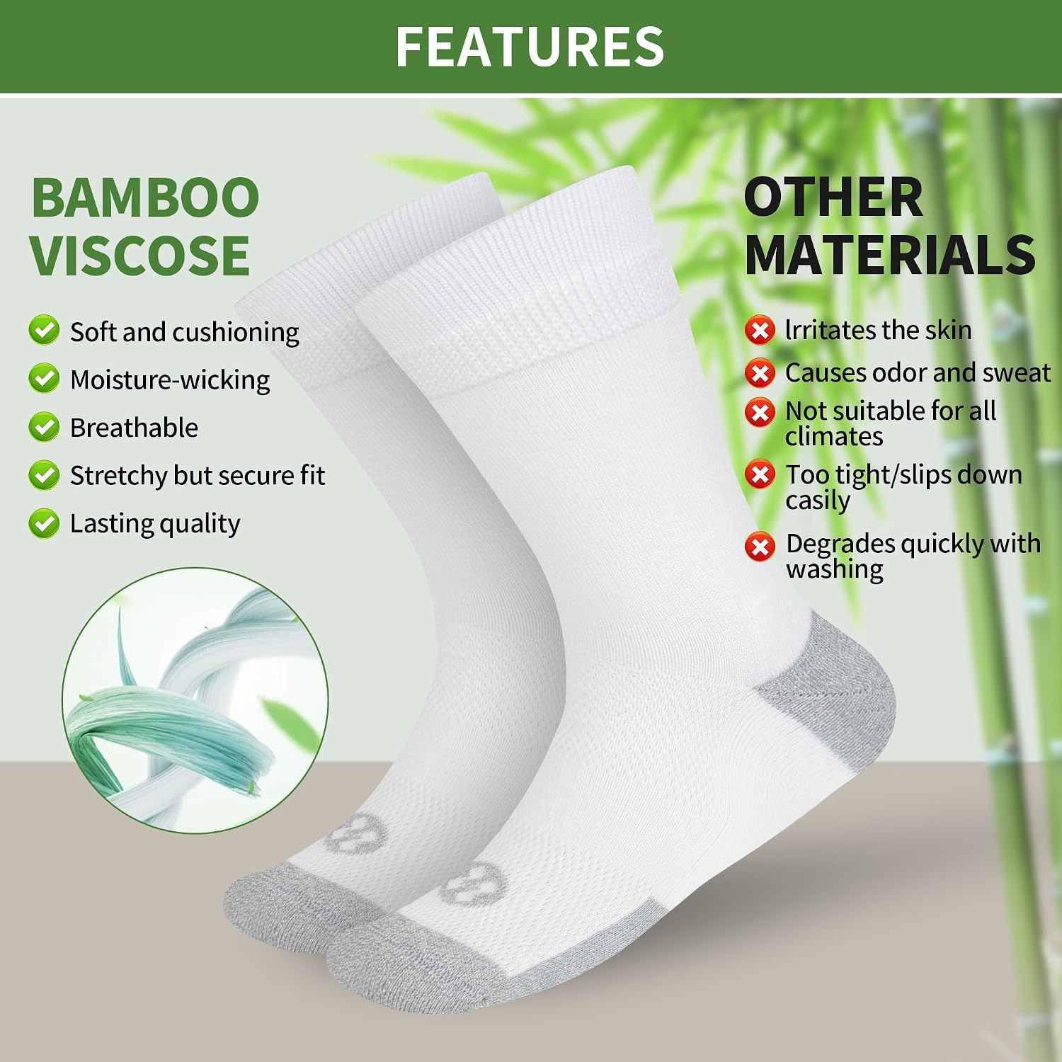 Diabetic Socks for Men,6 Pairs Crew Mens Diabetic Neuropathy Socks for Men Size 9-12/10-13/13-15