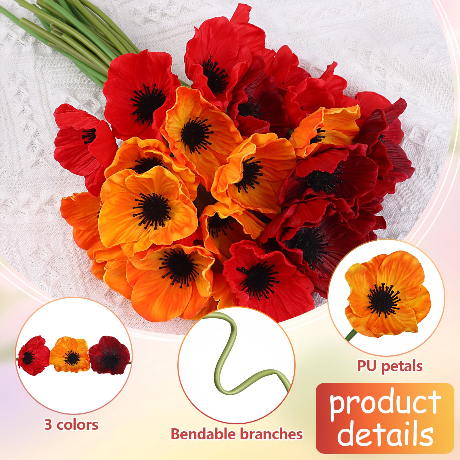 FCR1110 fiori Artificiali fiori di seta fiore di papavero per decorazione di cer