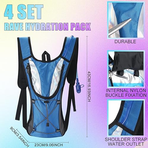 Miniatura 2 de Chunful Mochila de agua para correr con 4 unidades, paquete de hidratación con bolsa de agua de senderismo de 2 litros para festivales musicales,