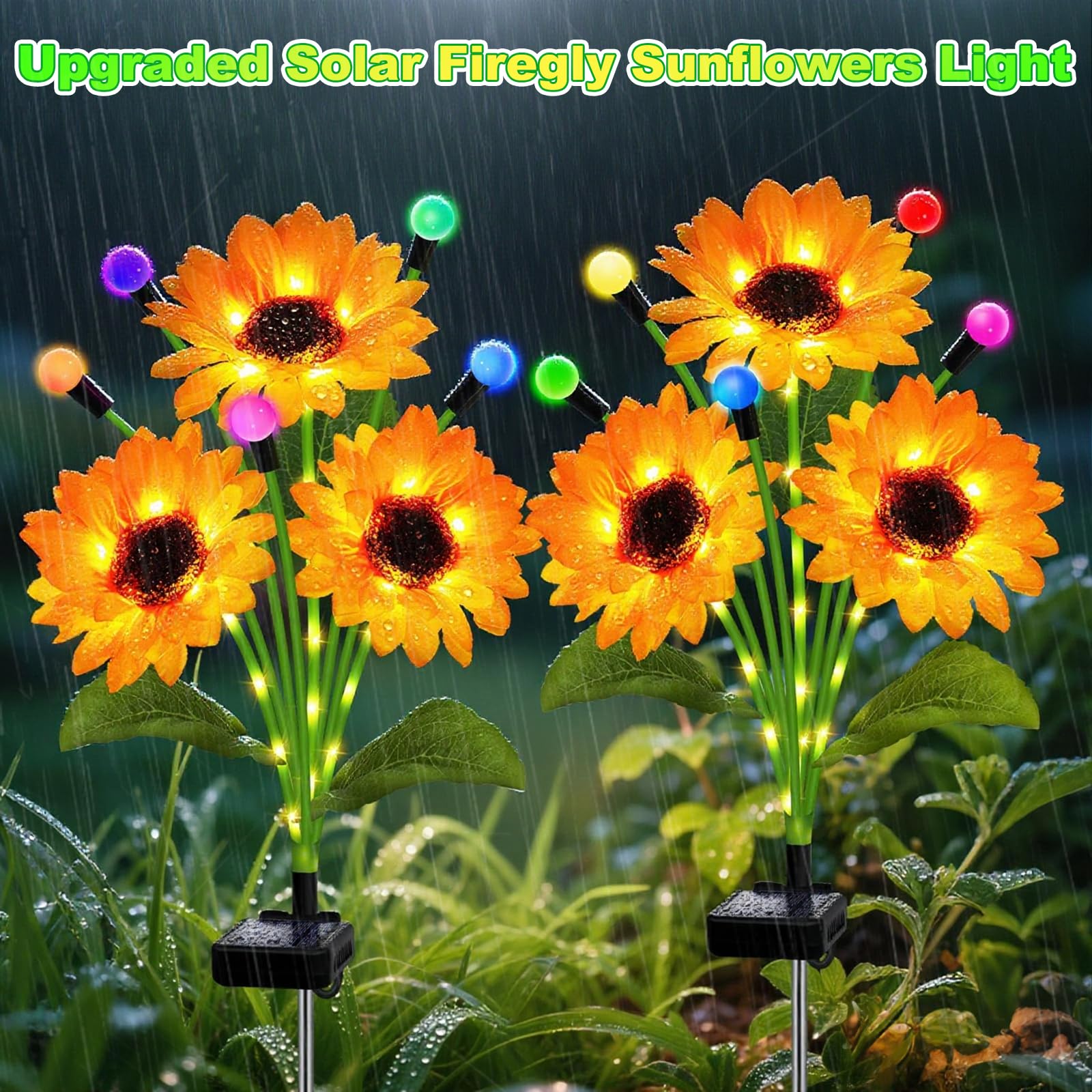 Luci solari da giardino, confezione da 4 girasoli solari con luci multicolore che cambiano lucciola ondeggiante, regalo per mamma, donna, festa della mamma, luce impermeabile a forma di girasole per