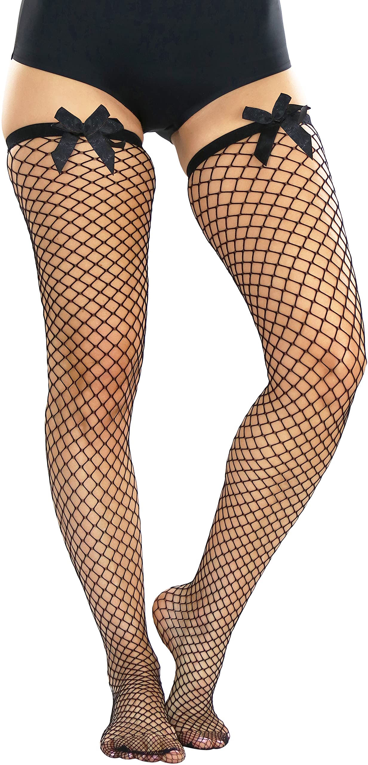 ToBeInStyle Women’s Vibrant Large Net Fishnet Thigh High Elastic Nylon Novelty Stockings