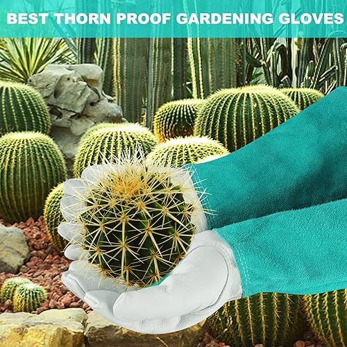Miniatura 22 de Guantes largos de jardinería para mujeres y hombres, guantes de poda de rosas resistentes a prueba de espinas, tamaño M