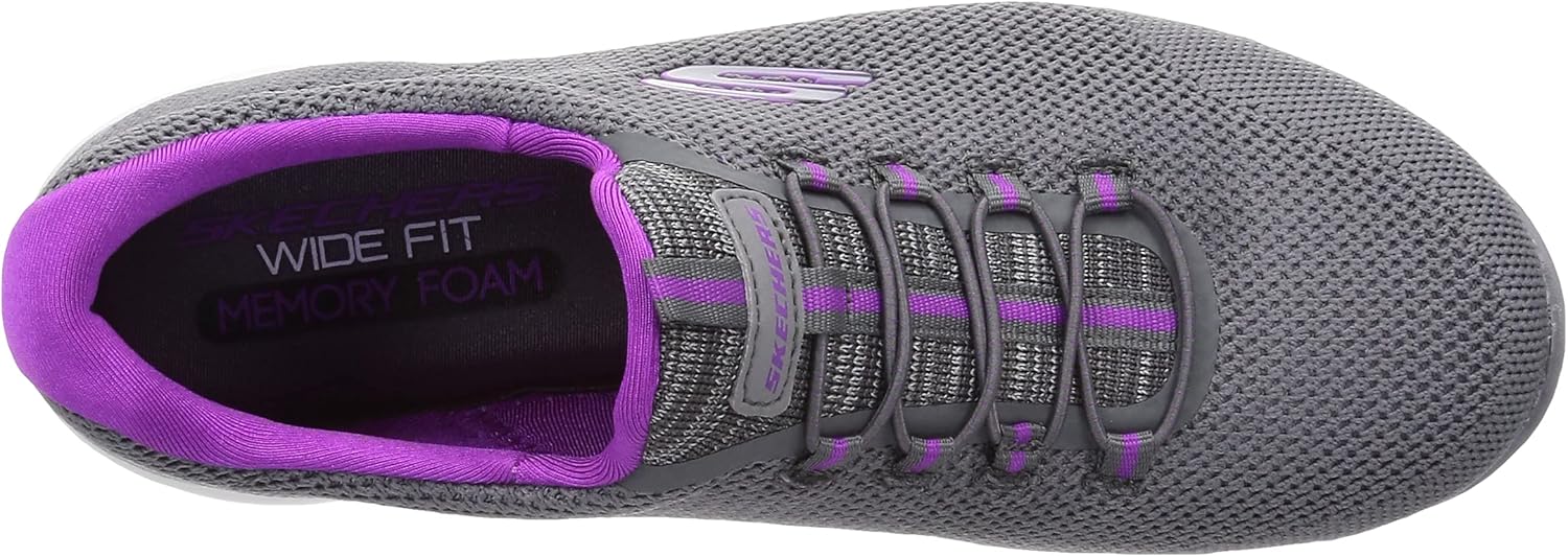 Skechers Women's Summits - Cool Classic Sneaker, Charcoal/Purple, 6.5 W