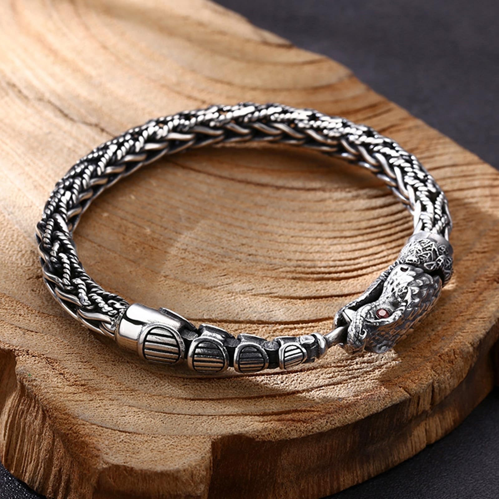 Epinki Armband Sterling Silber S925 Herren Schlange Welle Kette Armreifen