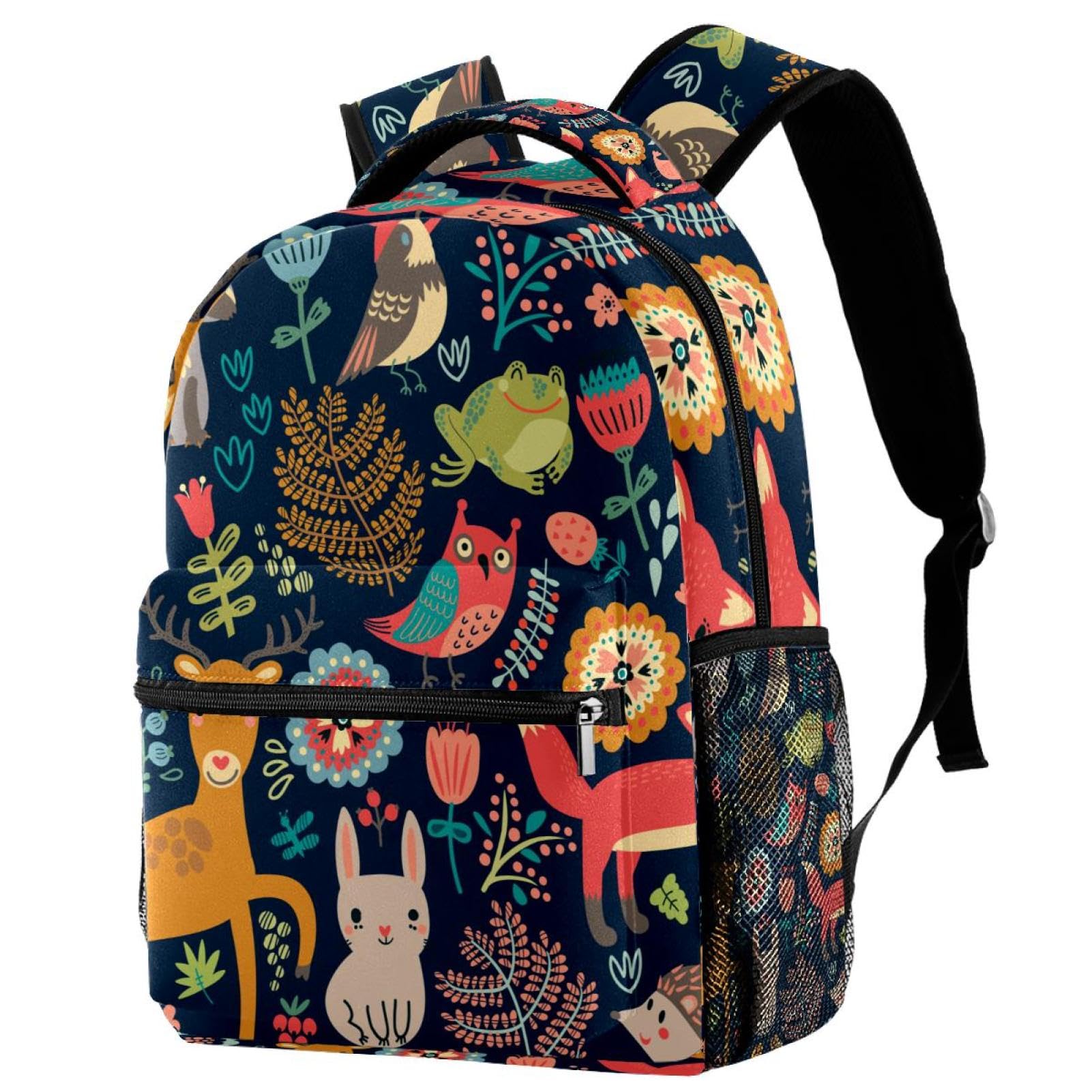 Sac à dos animaux de la forêt multicolore 40cm pour école et loisirs