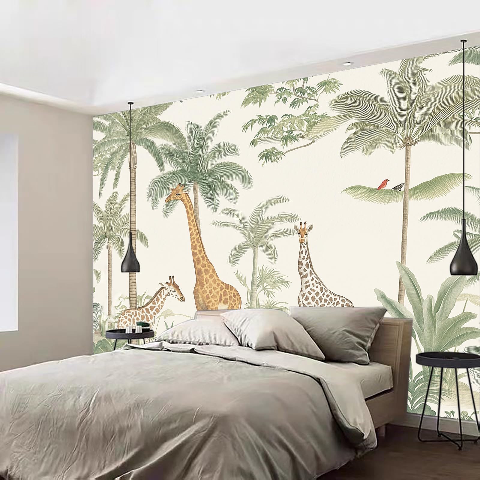 Générique 3D Photo Murale Animaux de Bande Dessinée Girafes Papier Peint Personnalisé, pour Salon et Chambre Girafe de Bande Dessinée Murales, Fresque Home Decor 250 x 175 cm (L x H) Peinture Murale