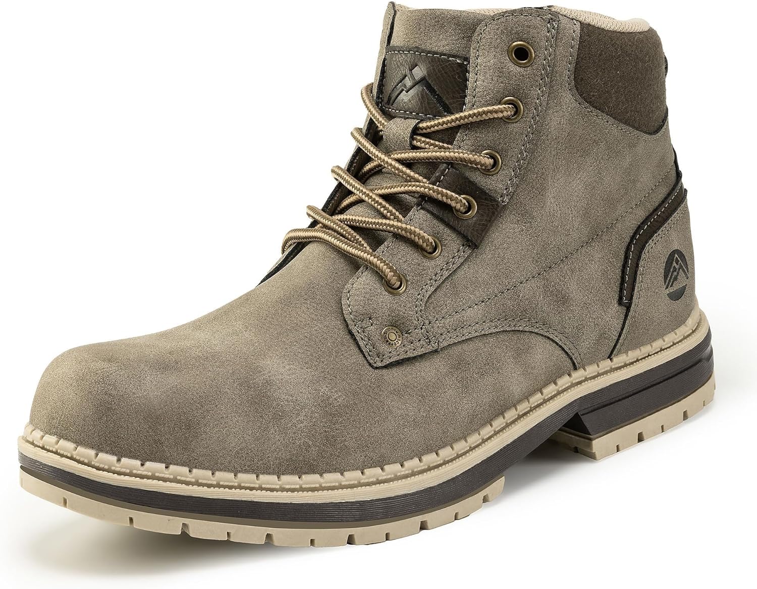 CC-Los Men's Mid Ankle Casual Boots Non Slip Water Resistant Leather Lace Up Chukka Desert Boots Comfortable Outdoor Hiking Ankle Booties for Daily Walking Size 7.5-14