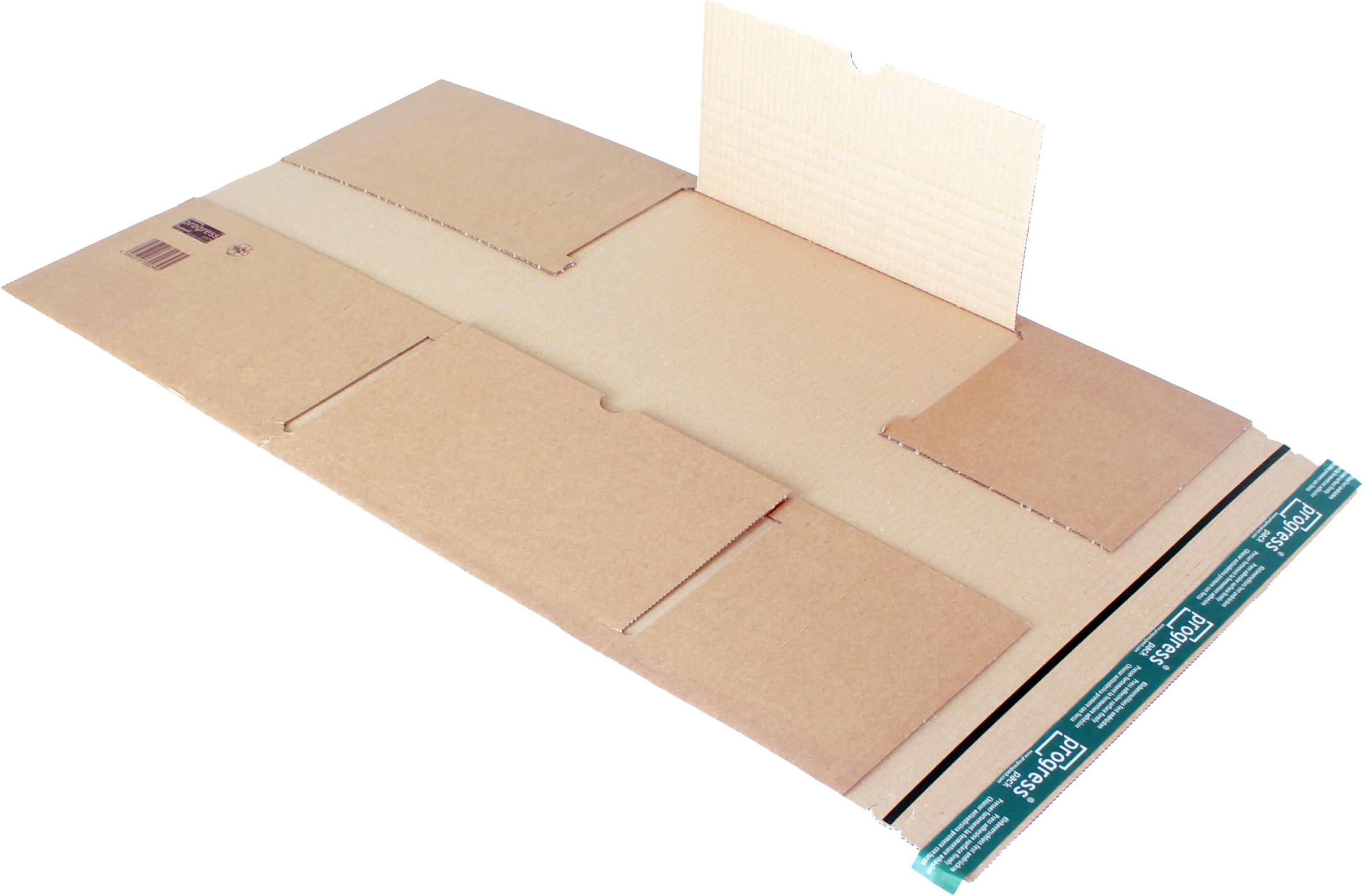 progressPACK PP VB05.06 Premium - Universal Double-Walled Shipping Envelopes (Set of 20) - Corrugated Cardboard - DIN A3-430 x 310 x up to 90 mm - Brown