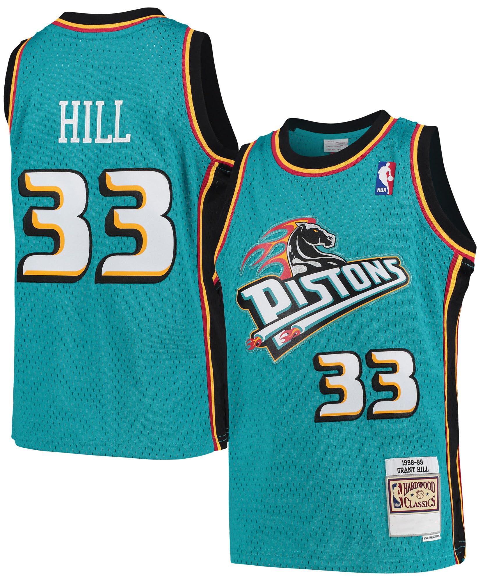 OuterstuffGrant Hill Detroit Pistons Teal Youth 8-20 Hardwood Classic Soul Swingman Player Jersey
