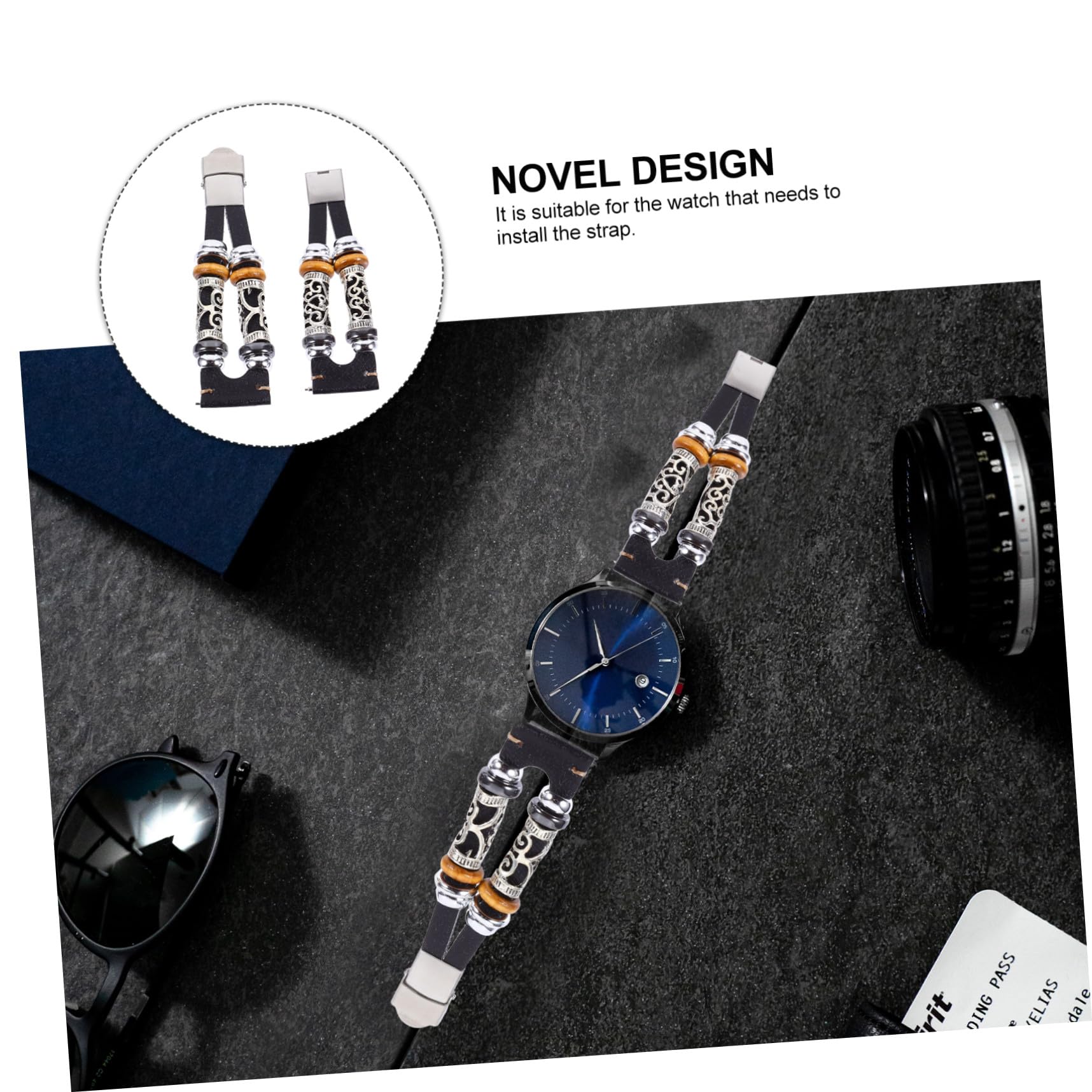 HOMSFOU Sangle Bracelet De Montre Bracelets Joncs Pour Femmes Bande De Montre Décor De e Décoratif Manchette Homme Acier Inoxydable