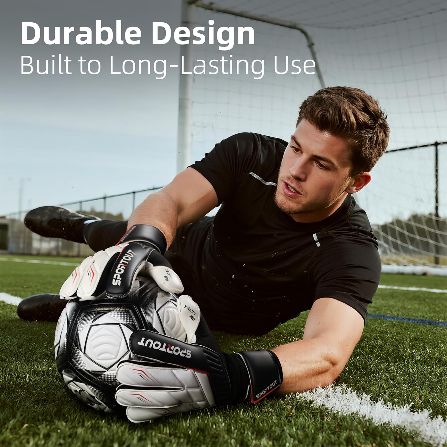 Sportout Youth&Adult Goalie Goalkeeper Gloves,Strong Grip for The Toughest Saves, with Finger Protect & 4+3MM Latex to Give Splendid Protection to Prevent Injuries,4 Colors - Image 8