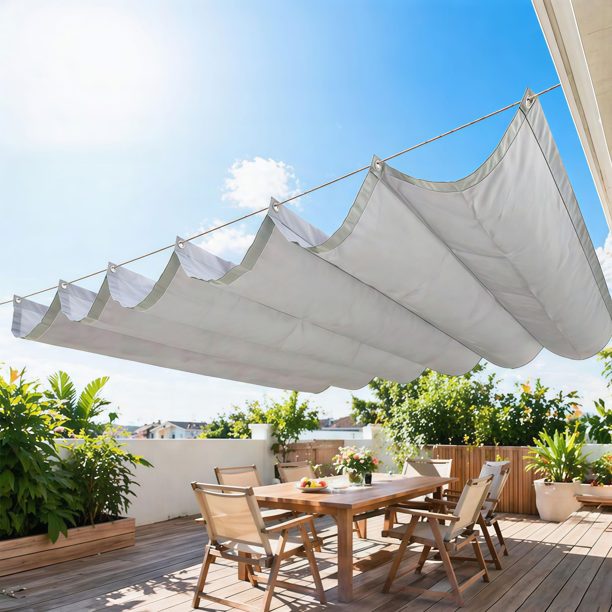 Toldo vela de sombra rectangular que elimina el calor excesivo en balcones estrechos