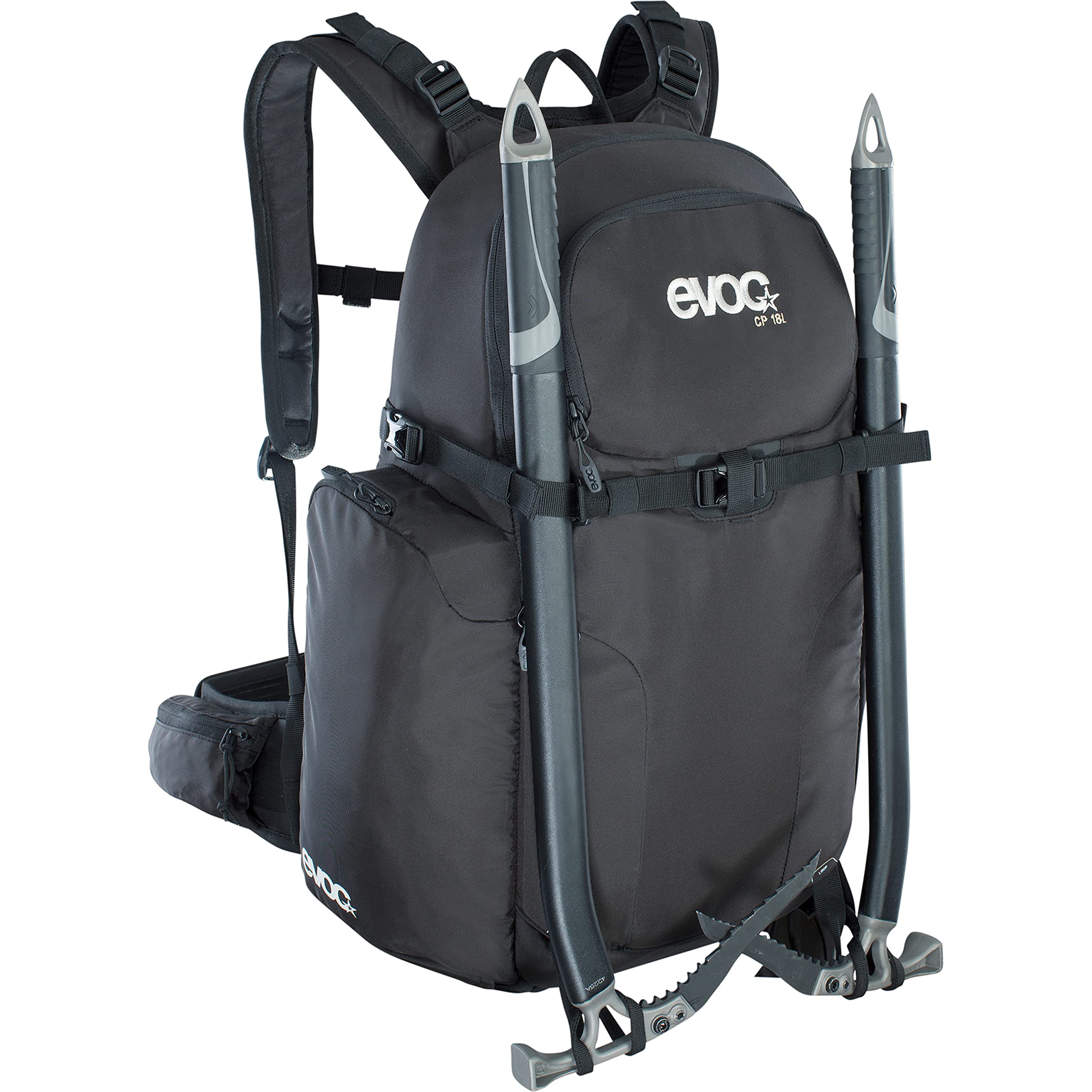 EVOC CP 18l Outdoor Camera Backpack per attrezzatura fotografica professionale (sistema di trasporto ergonomico, sistema di cinghie per piccozze, sci, snowboard o treppiede), Nero