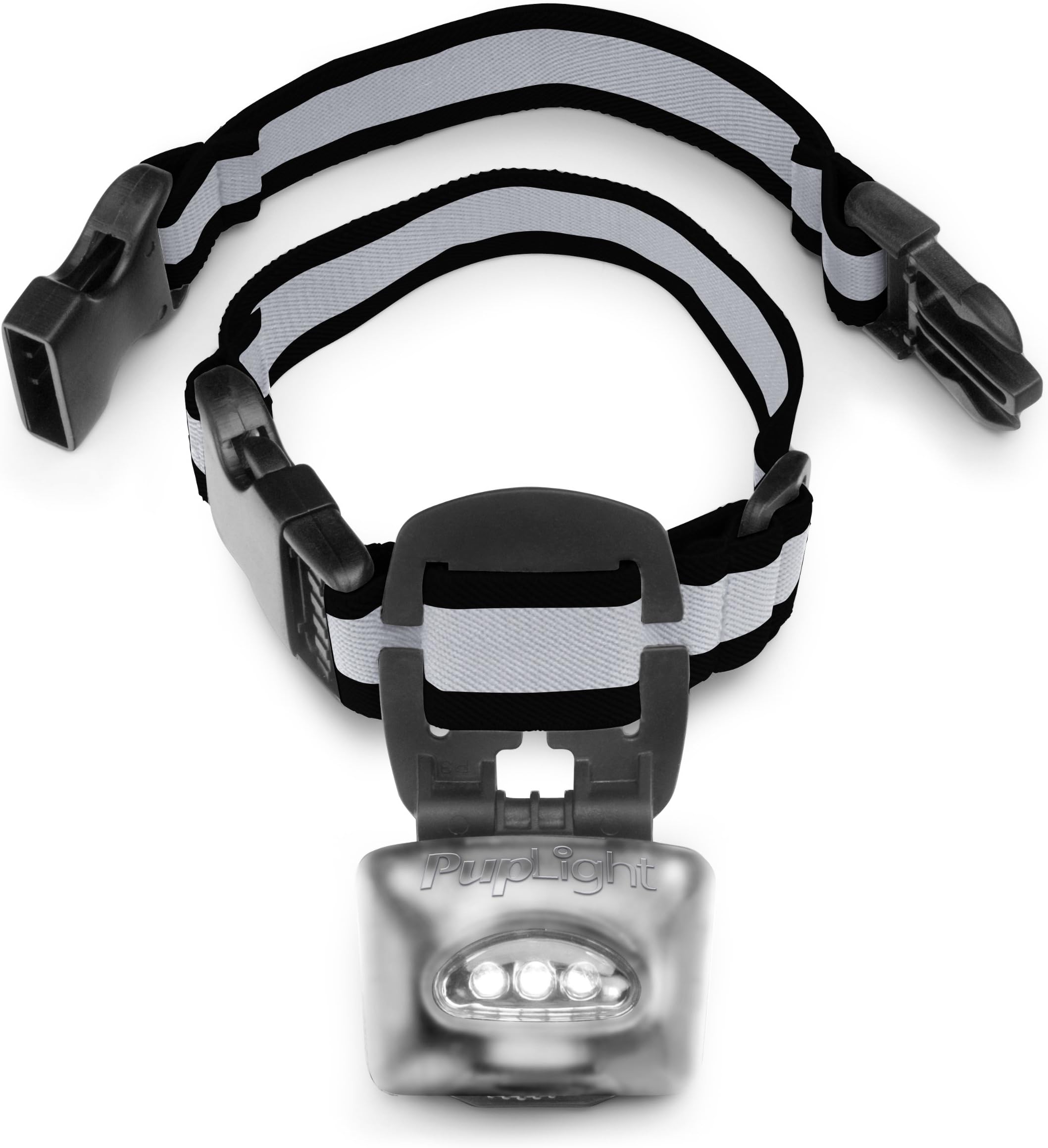 PupLight2 Twice as Bright with Reflective Dog Safety Collar, Silver