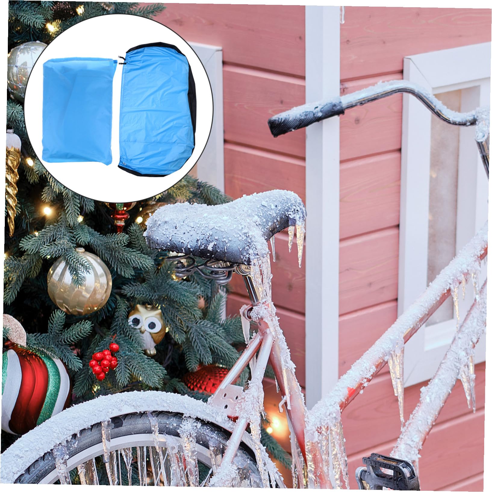 Fahrradschutzhülle Outdoor Faltbar mit UV Schutz und Aufbewahrungstasche Fahrradabdeckung aus Regenschirmstoff in Blau für Mountainbikes