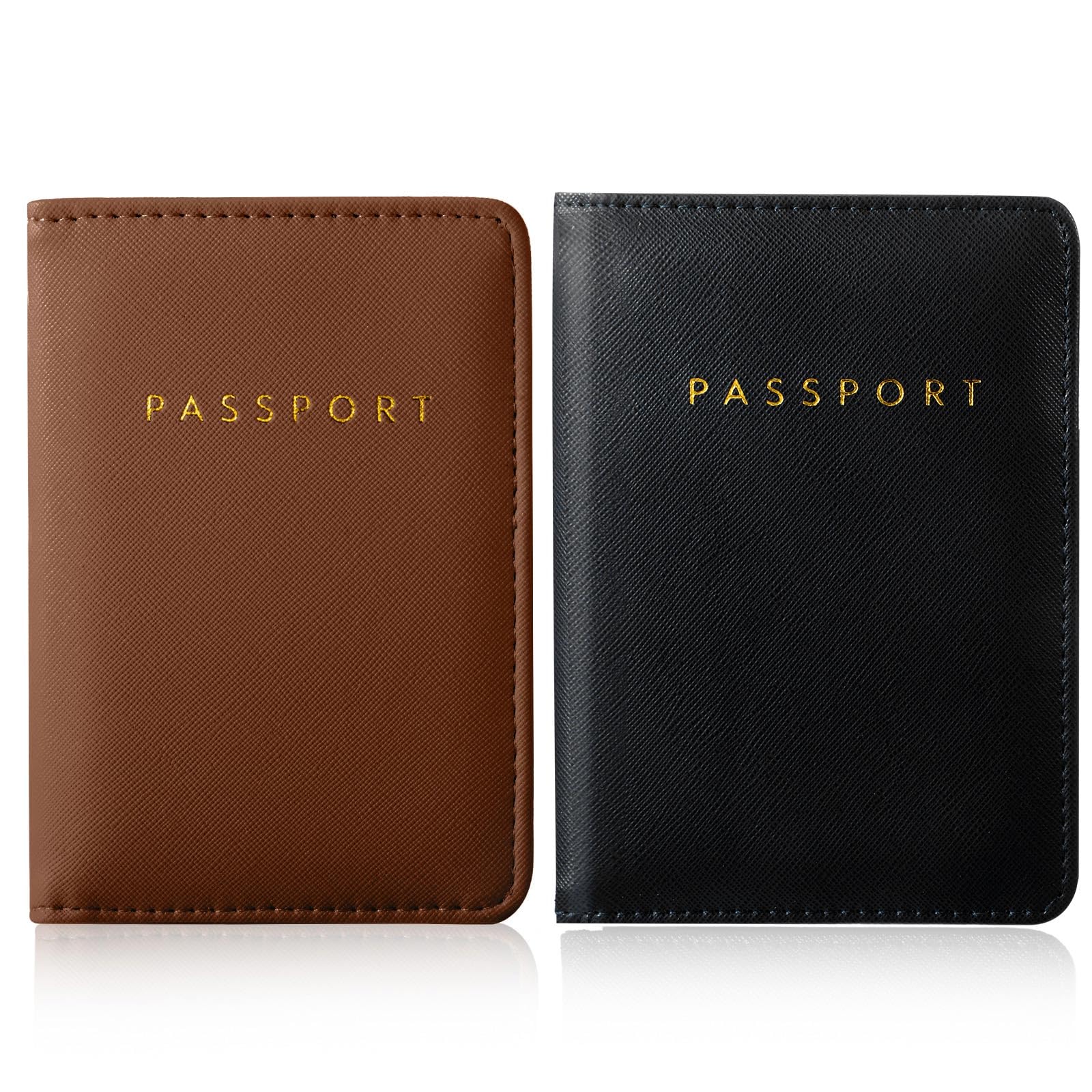 2 Pcs Passport Cover Holder for Travel Waterproof Leather Passport Wallet Case Book Travel Cruise Essentials for Women Men | 2 Pieces, Bridal, Holder,