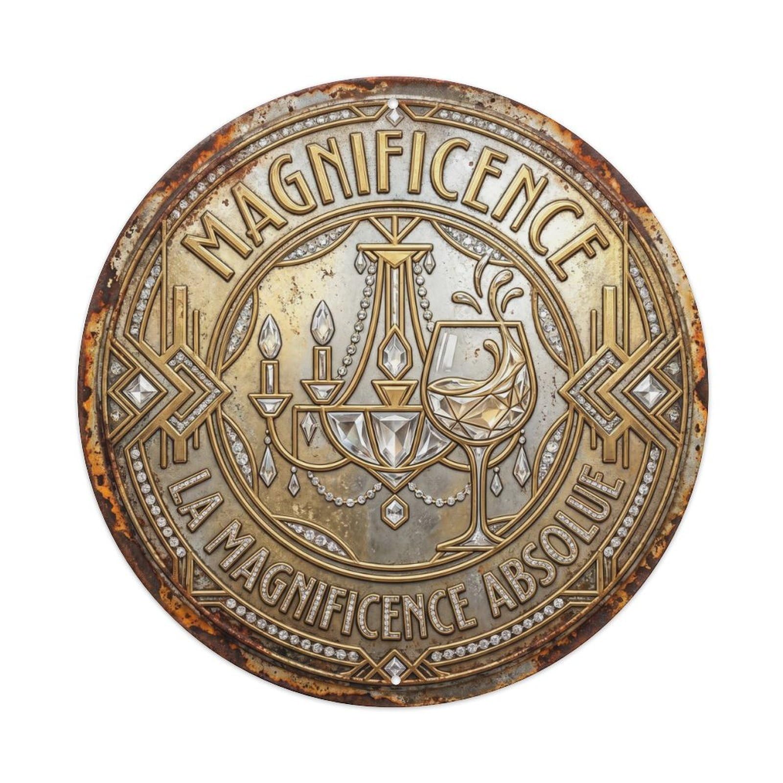 Magnificence Humorous Gathering Magnificence Metal Tin Sign Plaque Wall Decor for Cafe, Club Bar, Office, Home Garden Round Metal Poster 8x8Inch