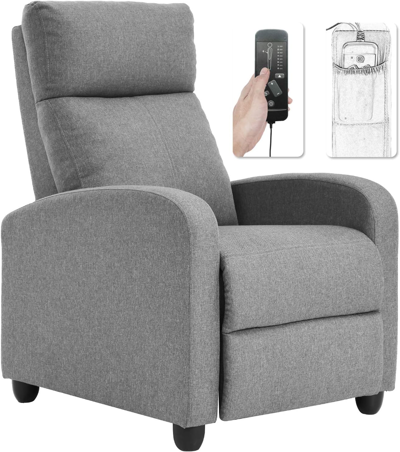 BestMassage Recliner Chair for Living Room Modern Wingback Sofa Home Theater Seating Push Back Reclining Chair with Lumbar Support (with Massage