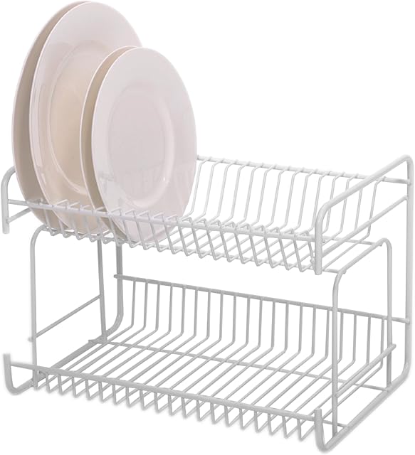 Delfinware 2013W White 2 Tier Small Plate Rack