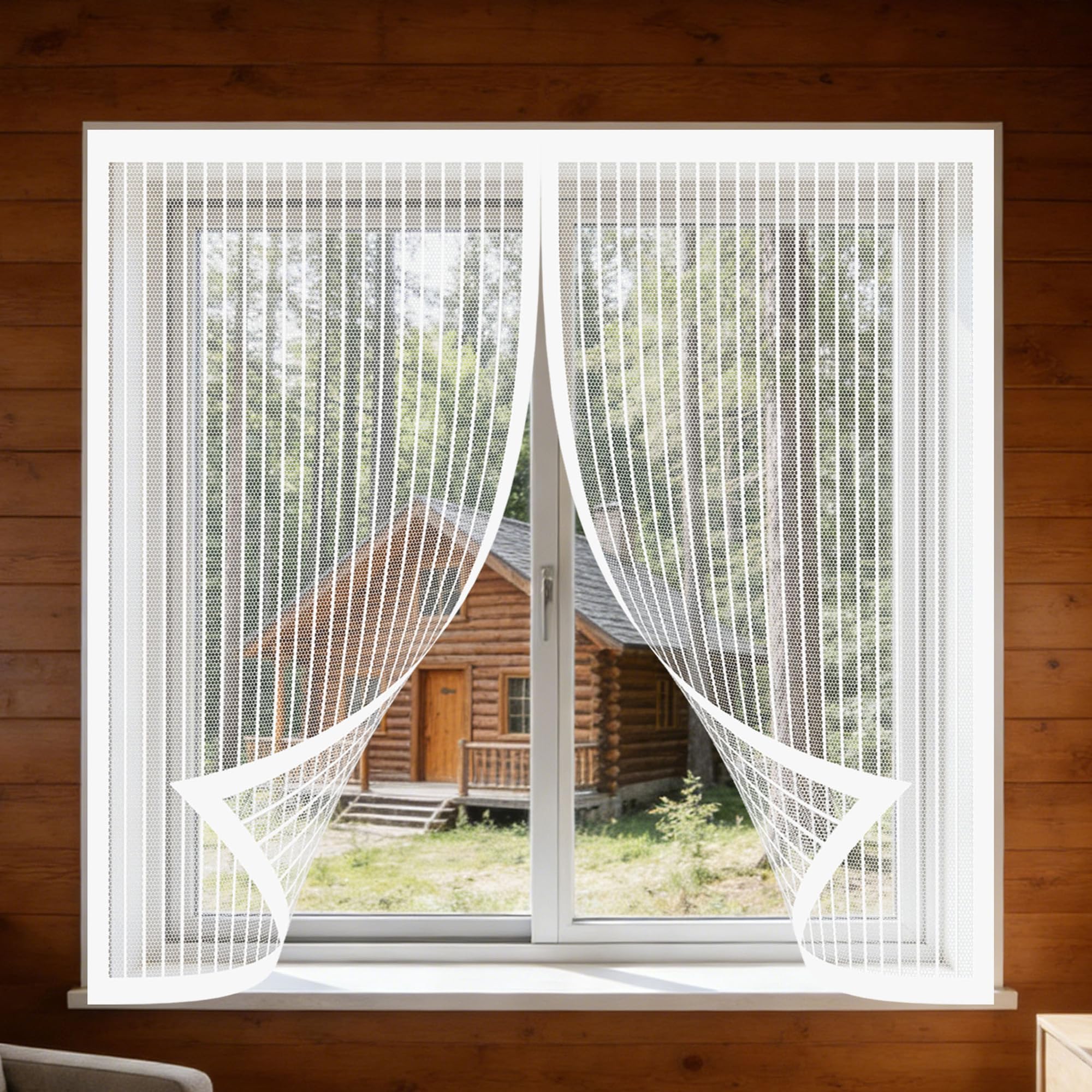 Fly Screens Windows 150 x 120 cm with Selfadhesive Window Screen Mesh for Bug Easy Install for Windows Doors and Patio Screens, White