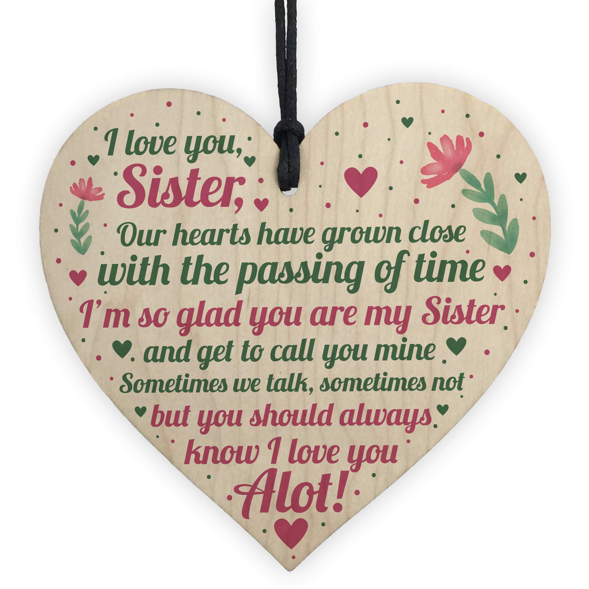 Red Ocean Sister Birthday Cards Christmas Gifts Sister Decoration Wooden Heart Thank You Plaque Keepsake