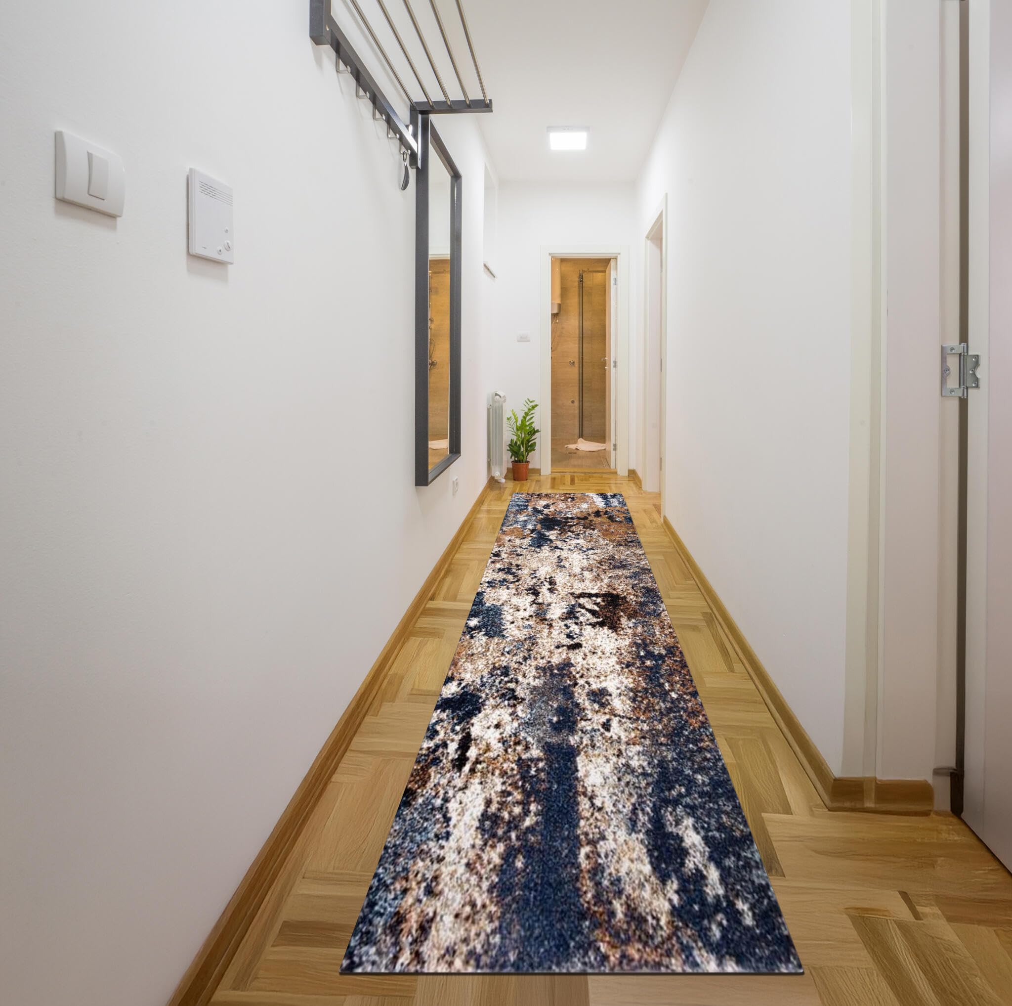 Keen Home Design Runner Rugs - 32"x240" Non-Shedding, Thick Pile Abstract Rugs for Kitchen, Living Room, Bedroom, Dining Room, Entryway - Size: 2'8" x