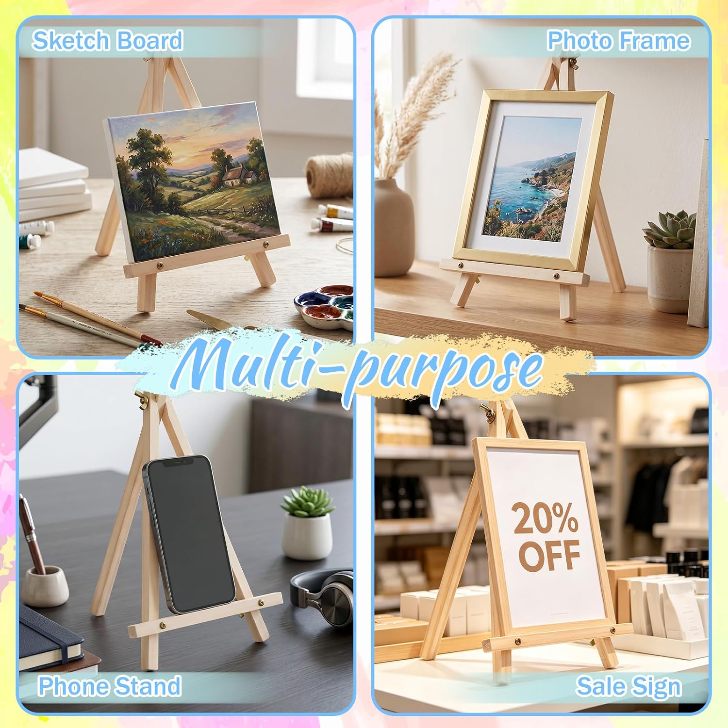 12 Pack 9 Inch Easels for Painting Wood Easels for Canvas Arts Craft Photos