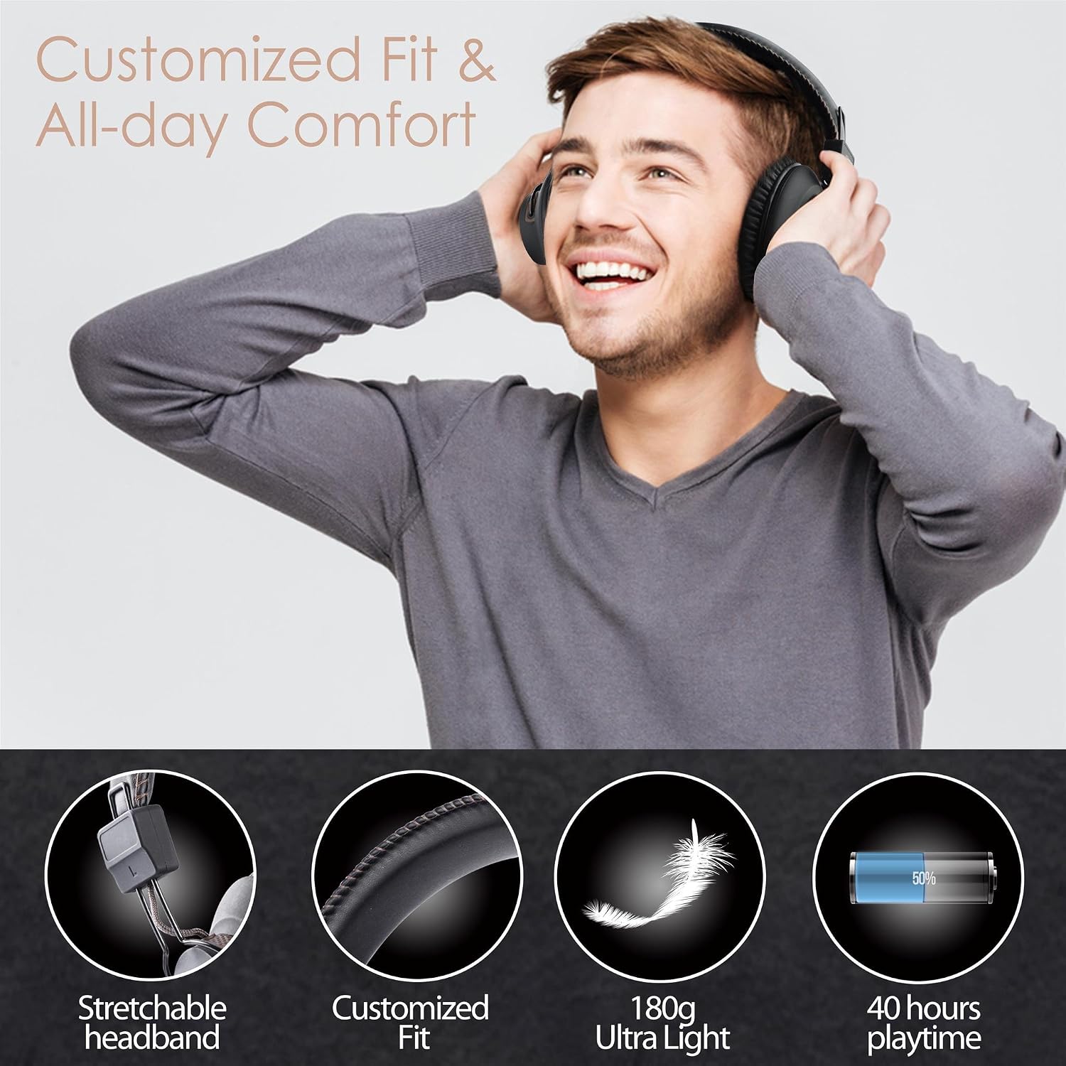 Avantree DG59 Plug & Play Wireless PS4 Gaming Headphones with Mic & Bluetooth USB Audio Transmitter Set for PC Desktop Computer, Chat & Music Simultaneously, No Delay, 40hrs Play Time