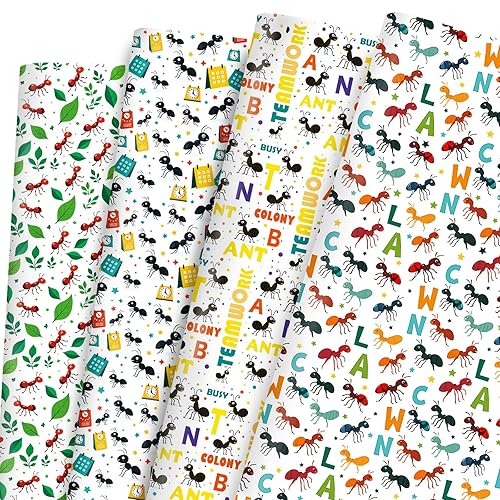 Pineraap 12 Sheet Ants Wrapping Paper - Teamwork & Nature