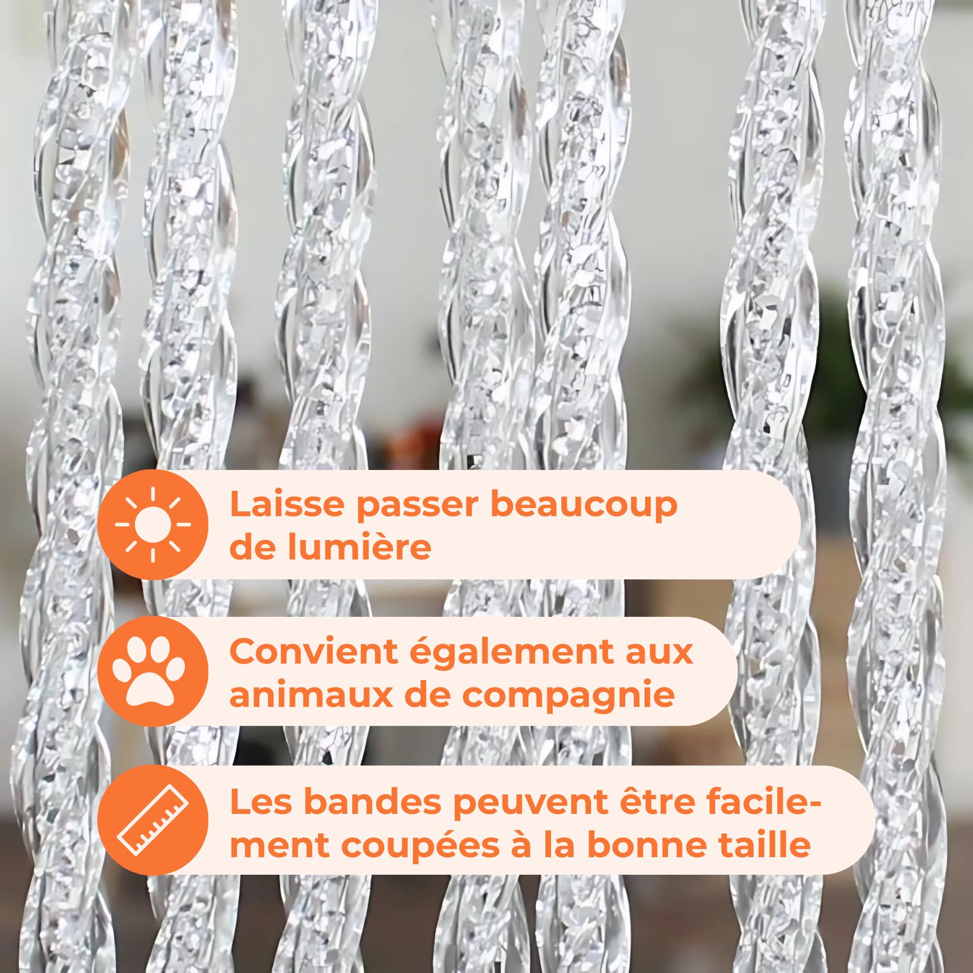 Trente Rideau de Porte Luxe Orchidea Transparent, différentes Tailles, 100 x 220 cm