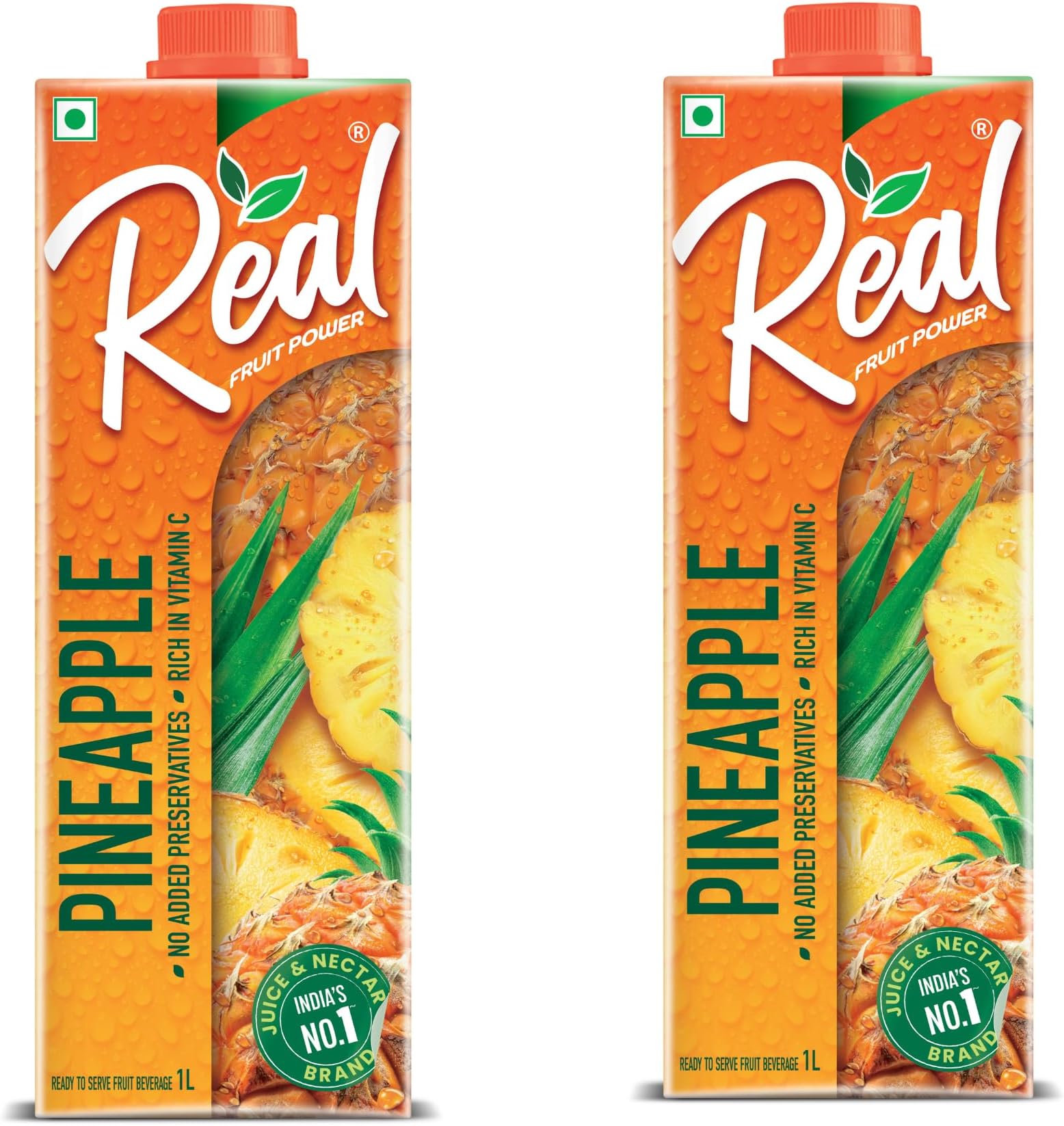Real Pineapple Fruit Juice-1L (Pack Of 2)Rich In Vitamin C|No Added Preservatives,No Artificial Colors&Flavours|Goodness Of Best Fruits|Daily Dose Of Fruit Nutrition|Refreshing&Energising Drink