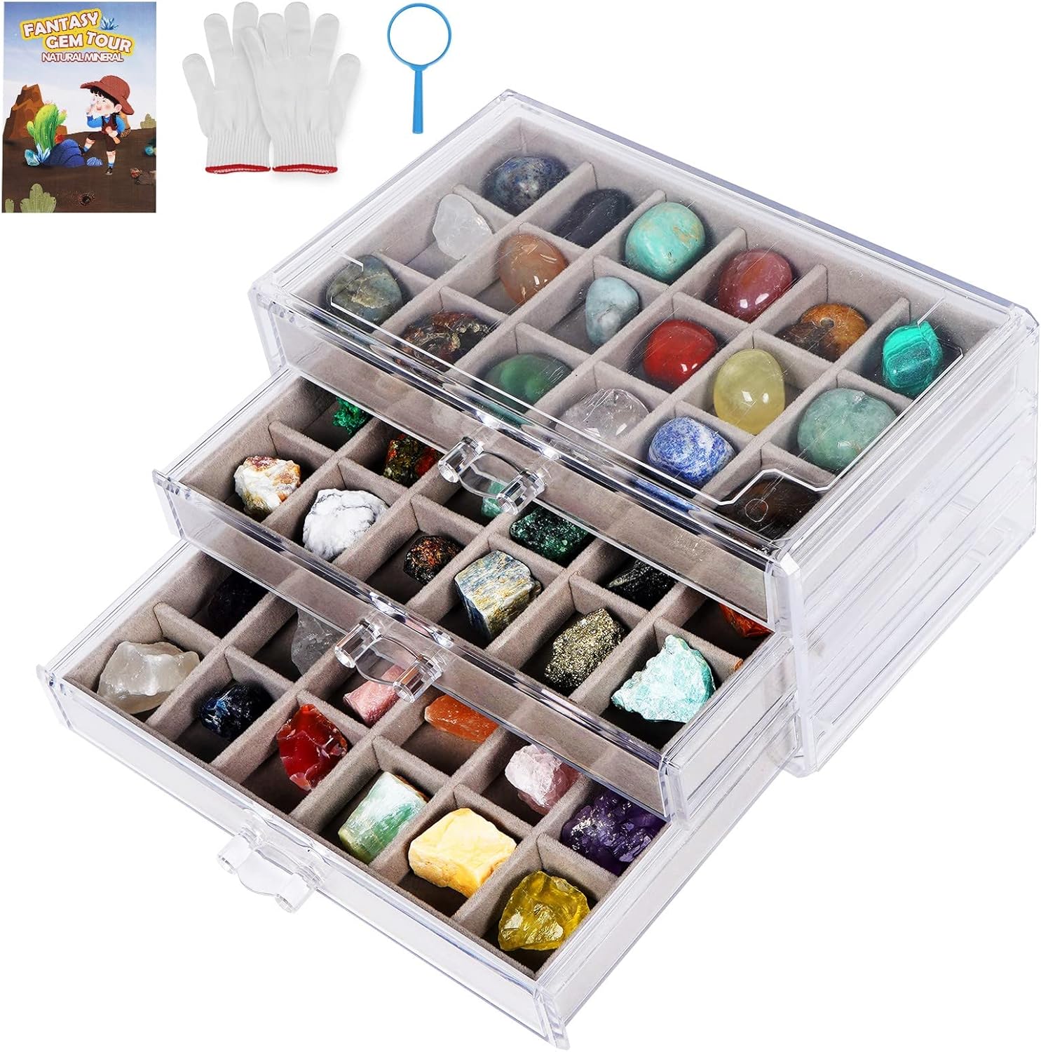 Acrylic Rock Collection Display Case Rock Collection Box