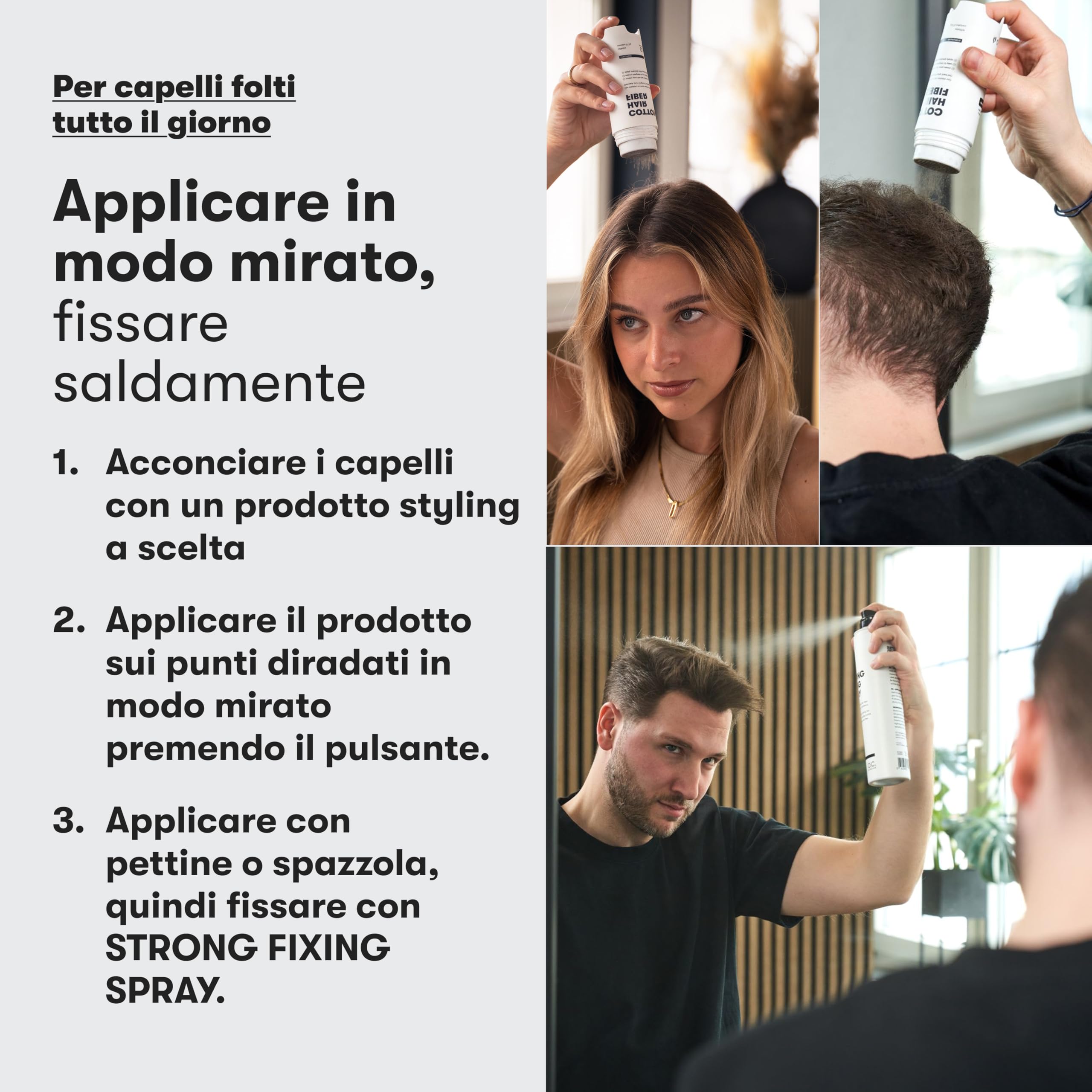 O.C. HAIRCARE Capelli sparsi per ispessimento dei capelli, per zone calve nella parte superiore e posteriore, consigliati dai saloni, 11 colori, resistenti (marrone scuro)