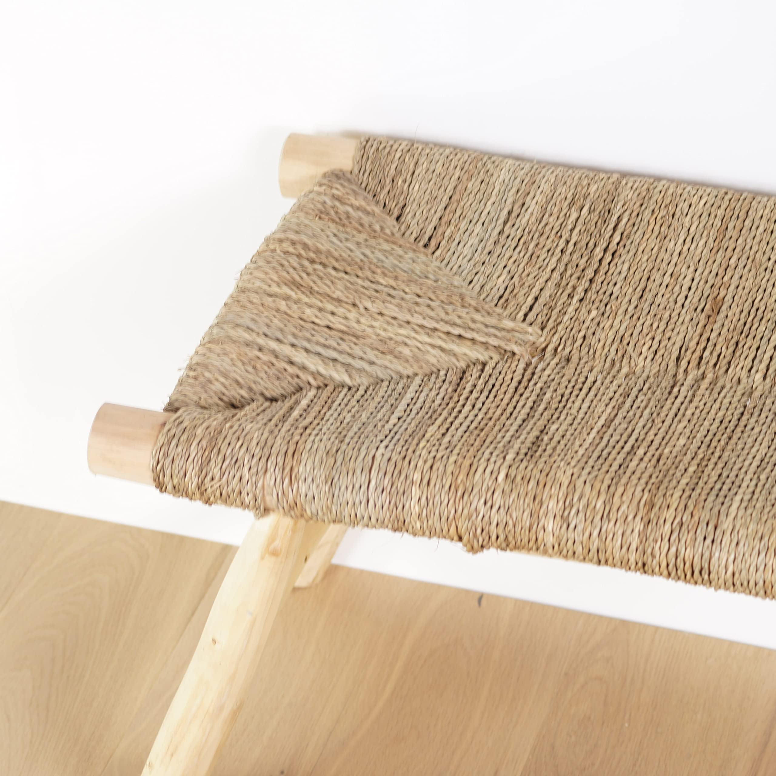 Banc en Bois Massif d'intérieur, Banquette Ethnique Naturelle, Fait Main | Bohème Chic 100cm