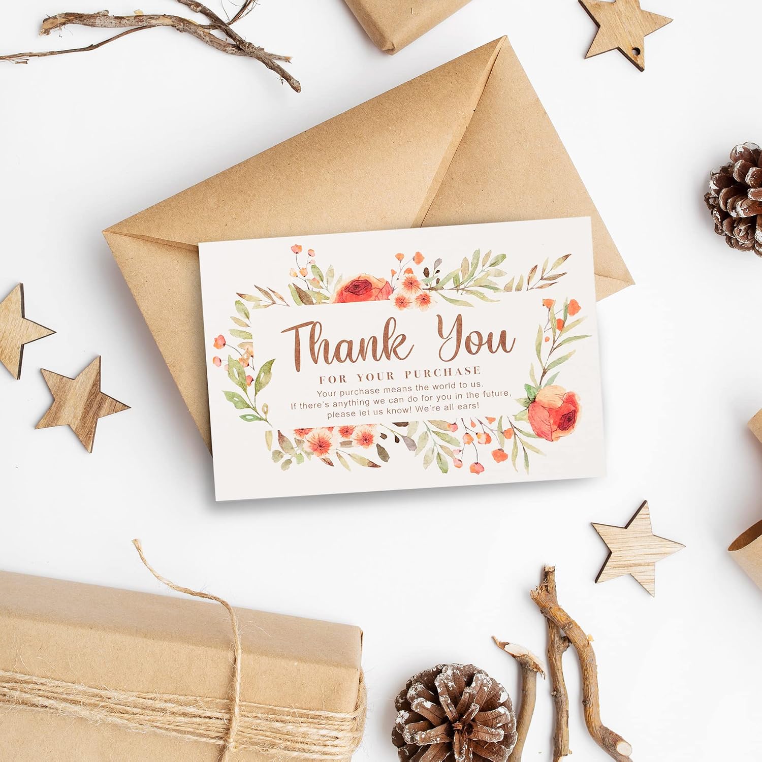 Thank You for Your Order Cards 50-Pack Floral Thank You for Your Purchase Cards 10.16 x 15.24 cm, Postcard Size - Image 3