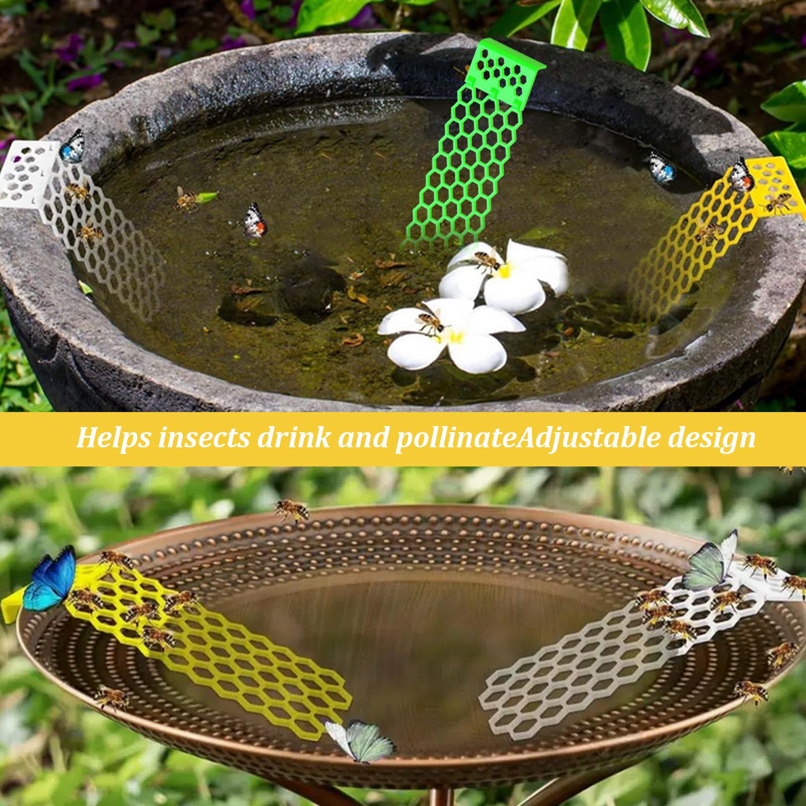 3 Escaleras Flotantes para Abejas - Isla de Colmena Plegable en Plástico | Bebedero Seguro para Polinizadores en Jardines, Huertos y Colmenares (Antiahogamiento)