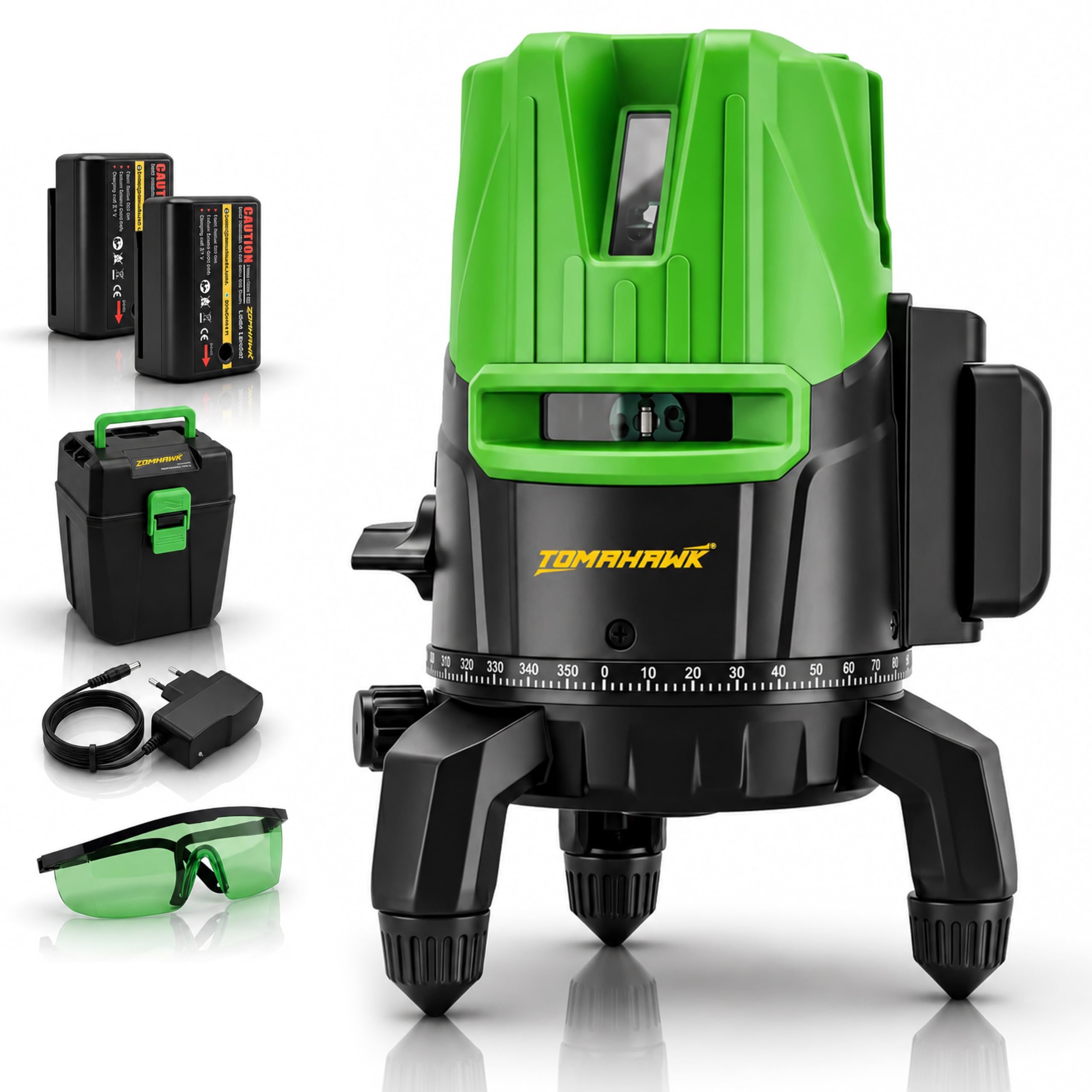 TOMAHAWK® Plastic Professional 2-Line 3D Cross Self Leveling Laser Level, Horizontal and Vertical Green Laser Line (02-N-2Line level)-image-27