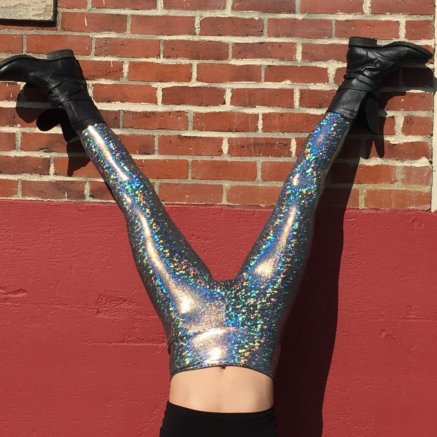 Women's Holographic Leggings: Iridescent Disco Leggings Many Colors! Fun Festival Outfit - Made in The USA