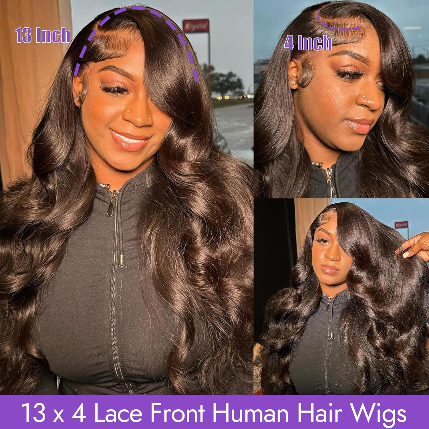 Body Wave 13x4 HD Lace Front Human Hair Wigs for Women 150% Density Glueless Natural Black 30 Inch