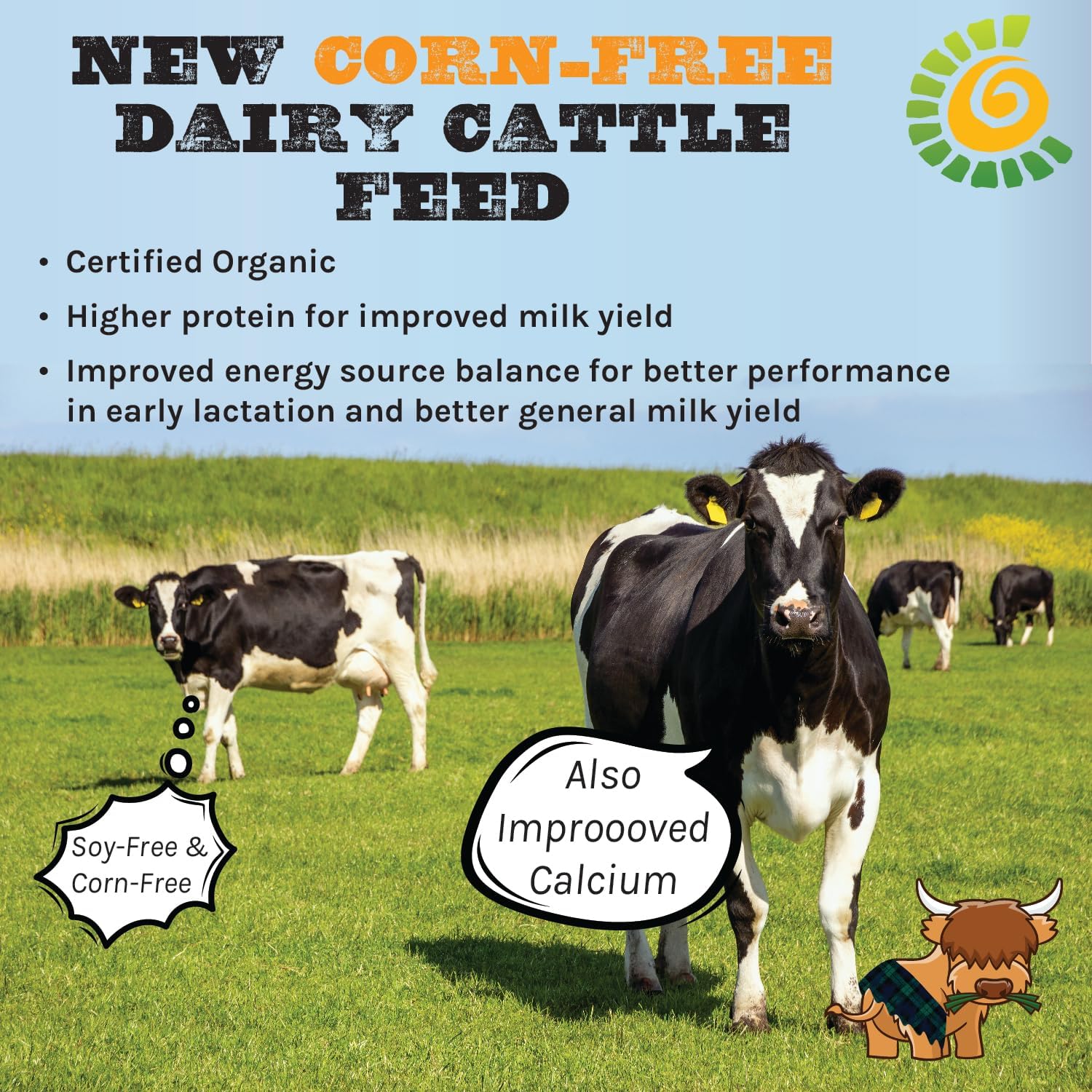 New Country Organics | Cattle Feed for Dairy Cattle | Soy-Free & Corn-Free | 16% Protein | Certified Organic and Non-GMO | 40 lbs
