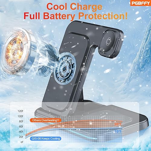 Miniatura 6 de Estación de carga 3 en 1 Cargador inalámbrico Soporte de carga plegable para múltiples dispositivos con cargador rápido para lPhone 16151413 Pro Max