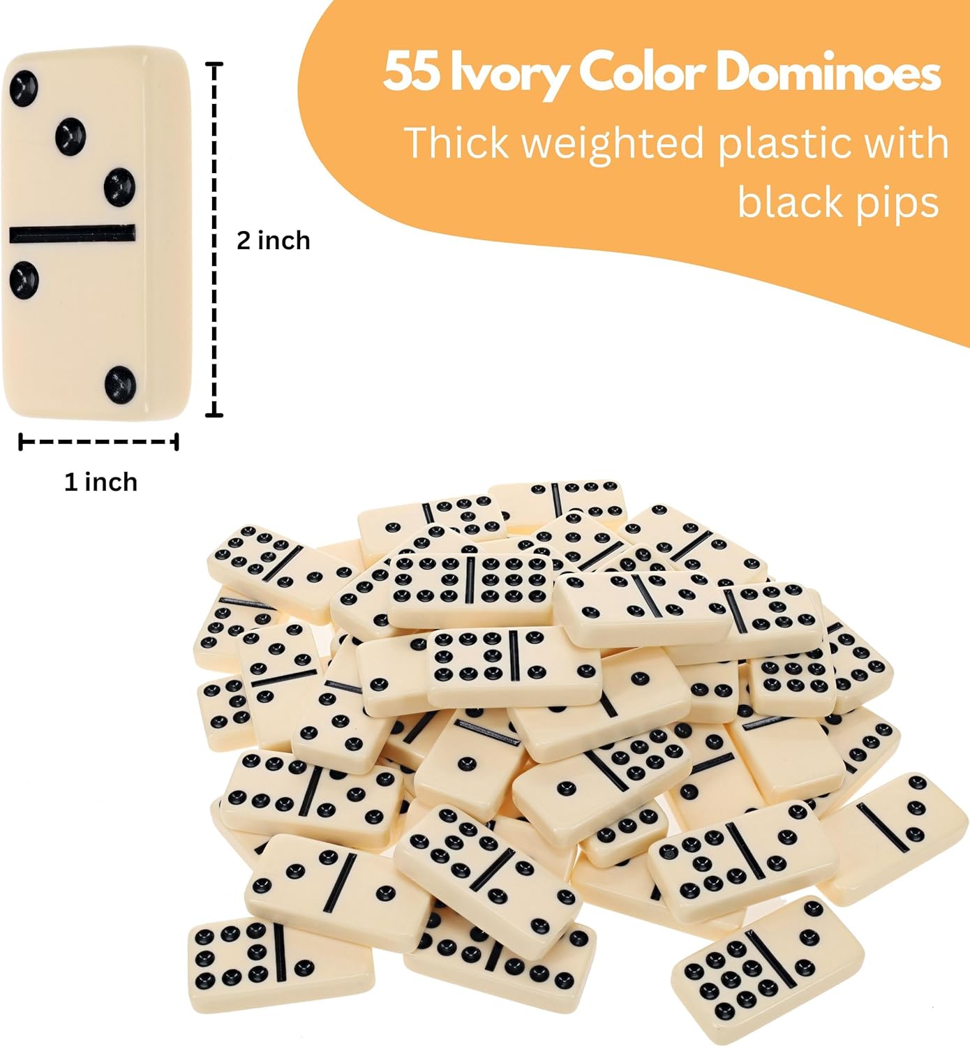 WE Games Double 9 Dominoes in Natural Wooden Treasure Box, Dominoes Set for Adults, Ivory Color Double Nine Domino, Classic Board Games, Tile Games